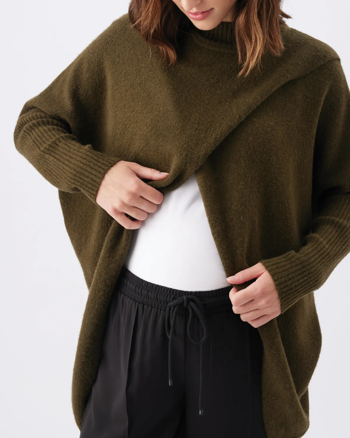 Hallie Cross Over Knit Khaki - Image 5