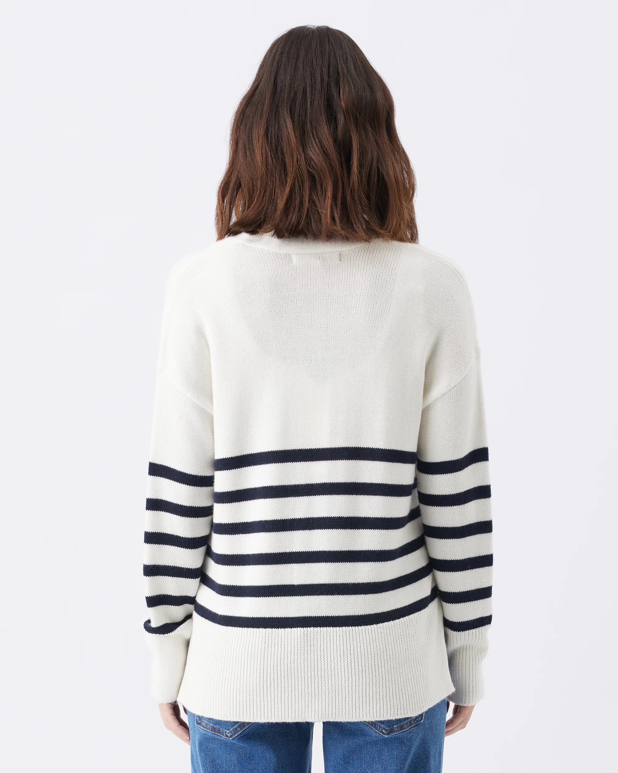 Hanna Nursing Knit  White / Navy - Image 3