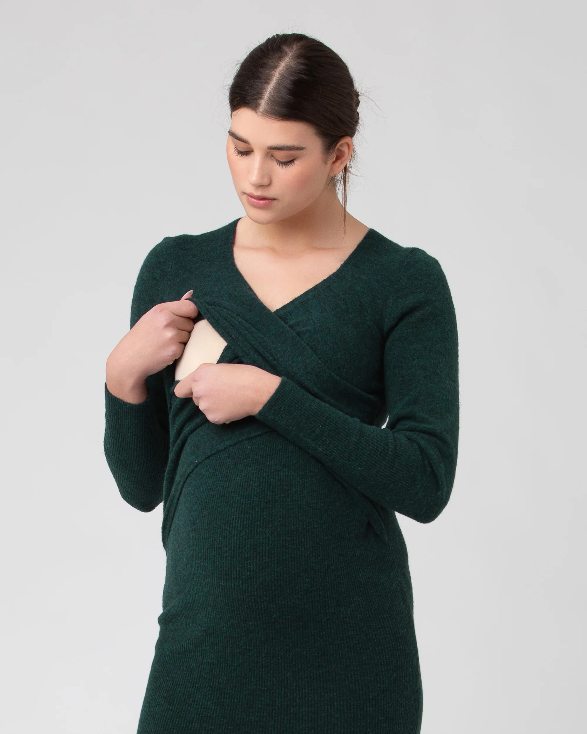 Heidi Nursing Knit Dress  Forest - Image 4