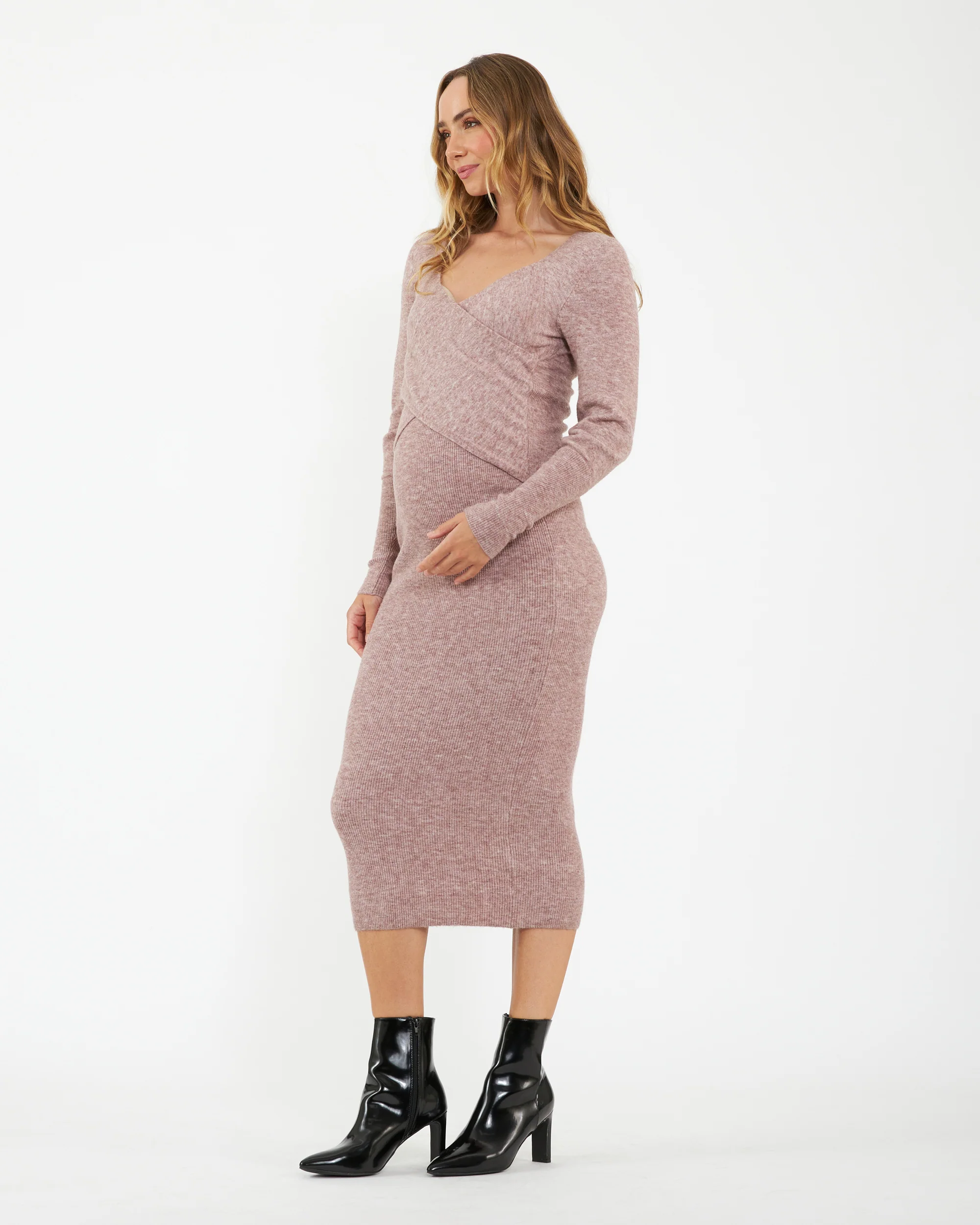 Heidi Nursing Knit Dress  Pink Marle - Image 3
