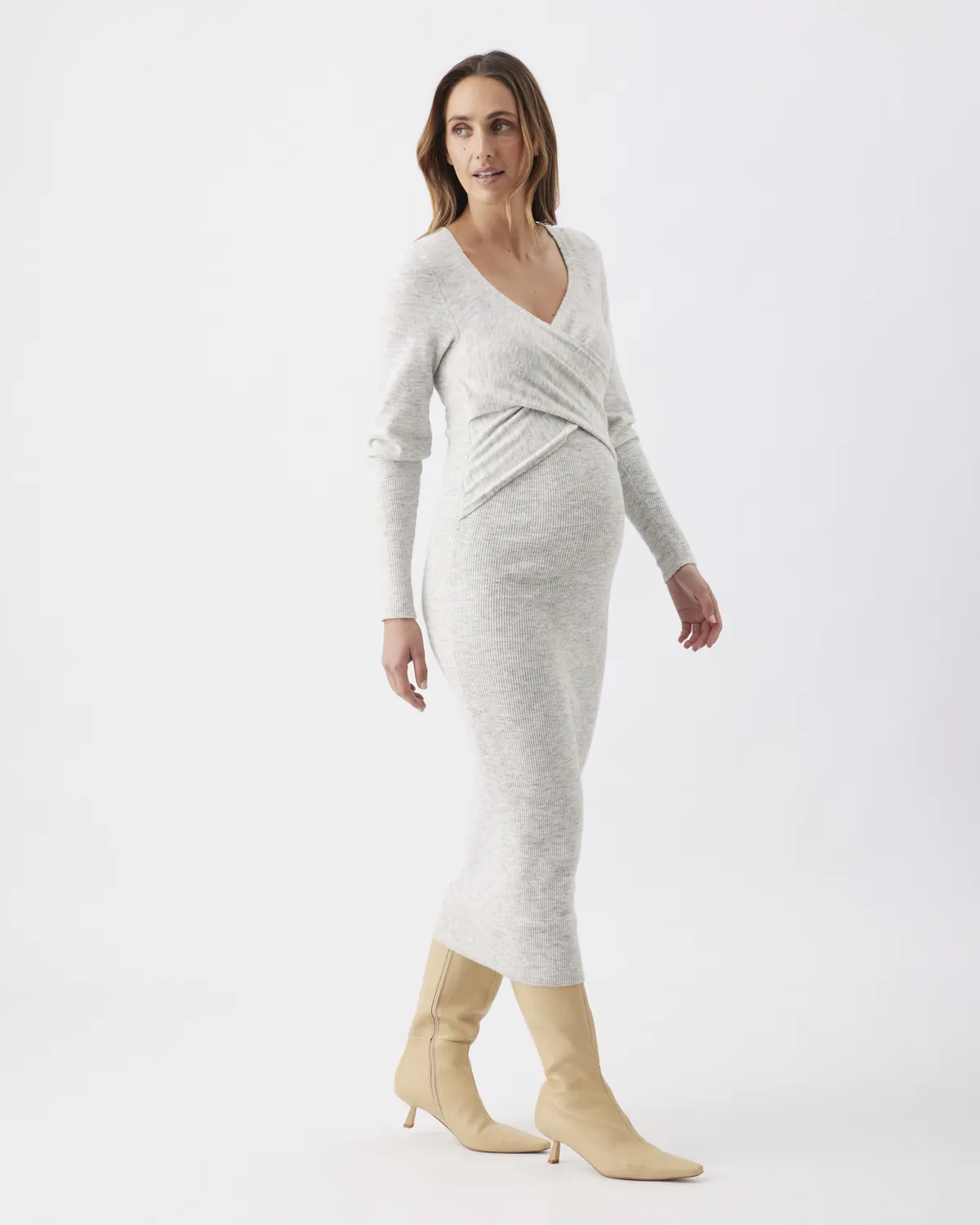 Heidi Nursing Knit Dress  Snow Marle - Image 3
