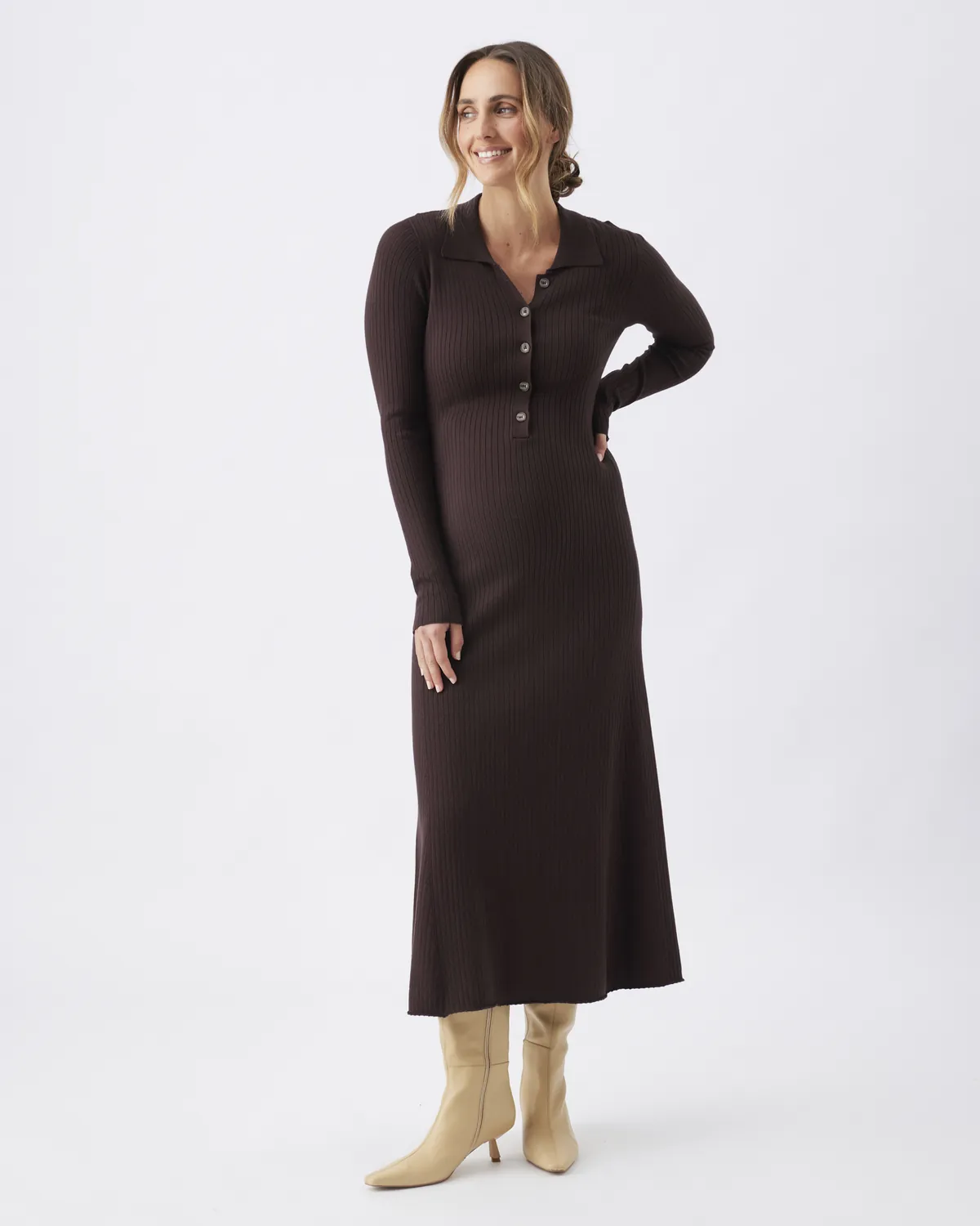 Hollie Polo Knit Dress  Cocoa
