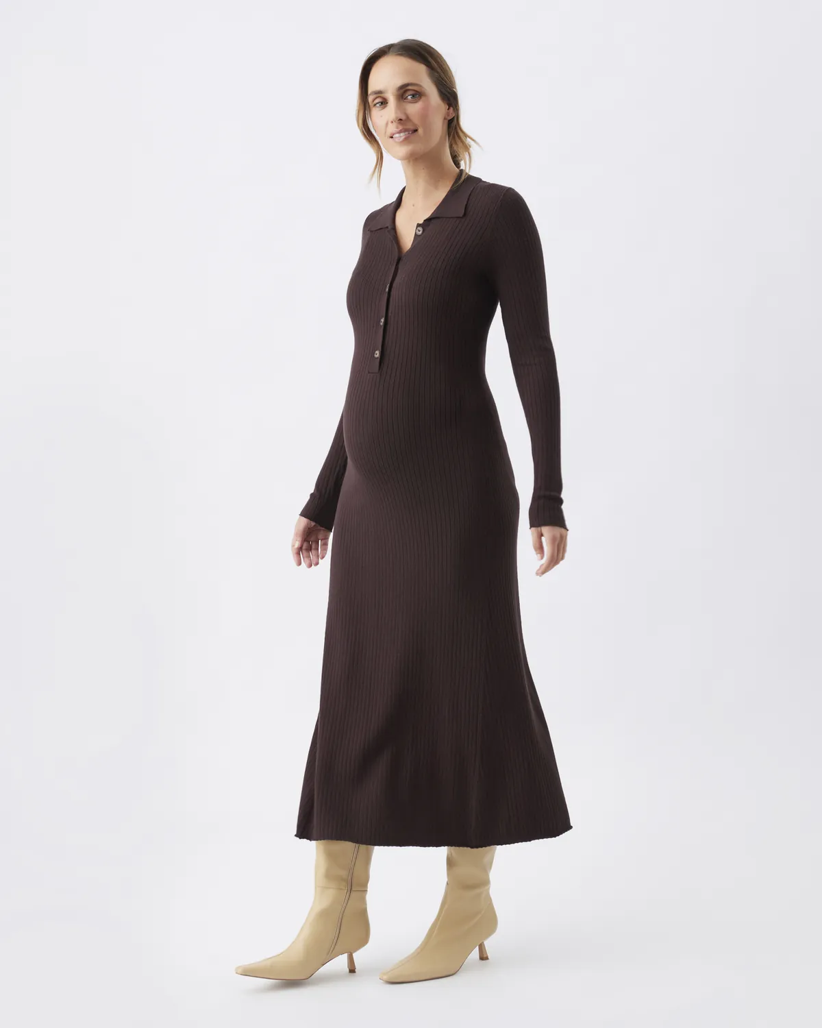 Hollie Polo Knit Dress  Cocoa - Image 3