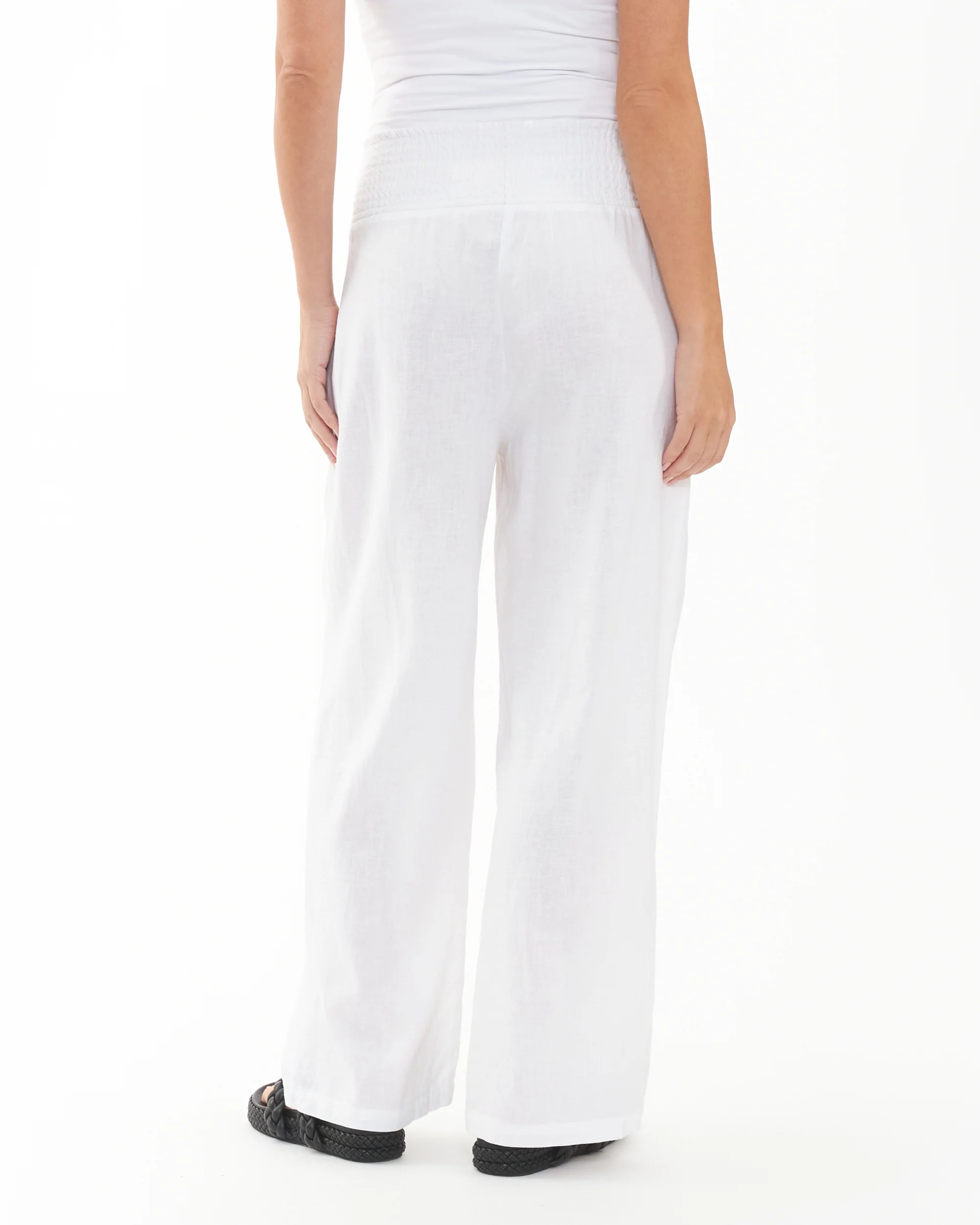 Indi Wide Leg Linen Pant White - Image 5