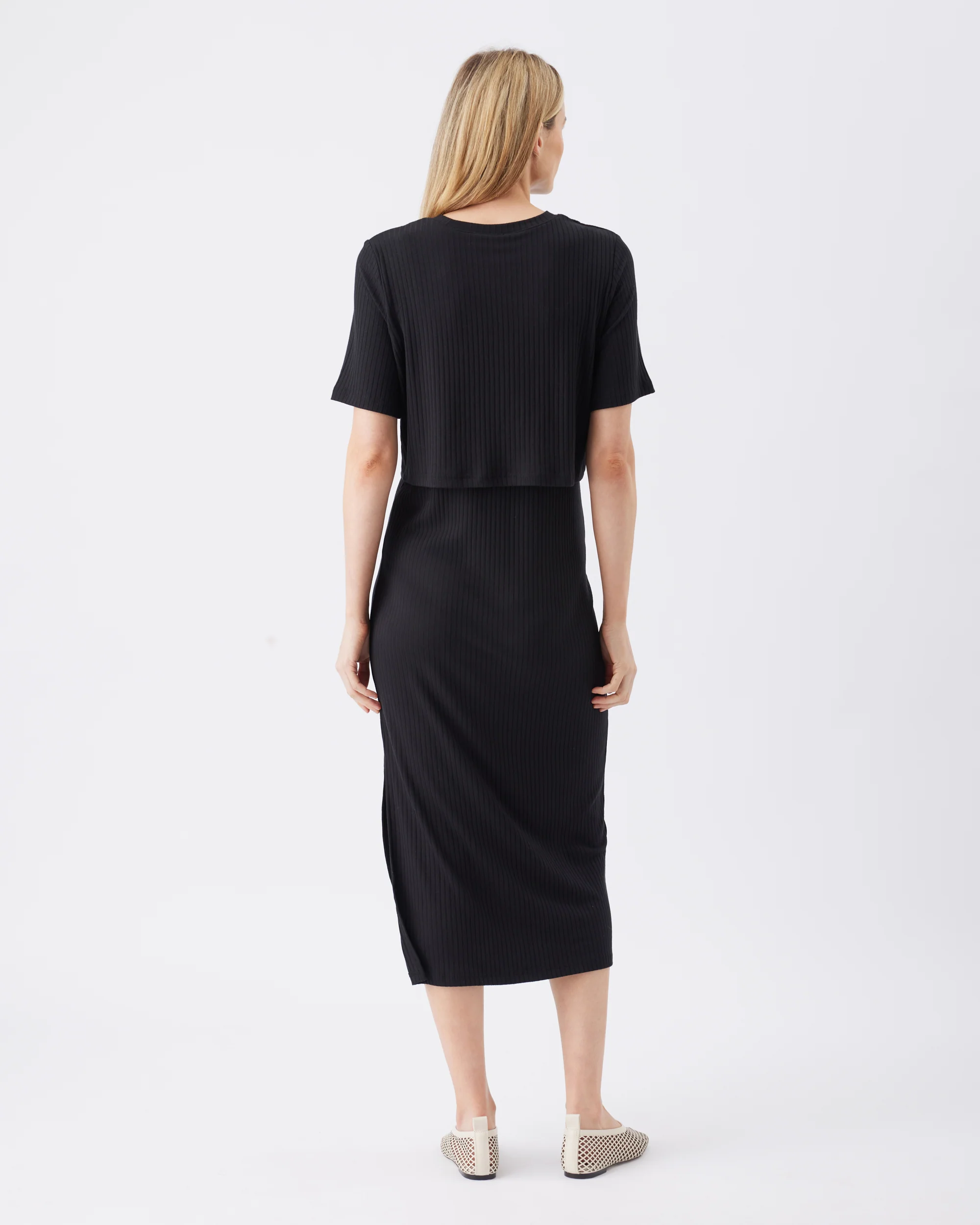 Ivy Rib Nursing Dress  Black - Image 5