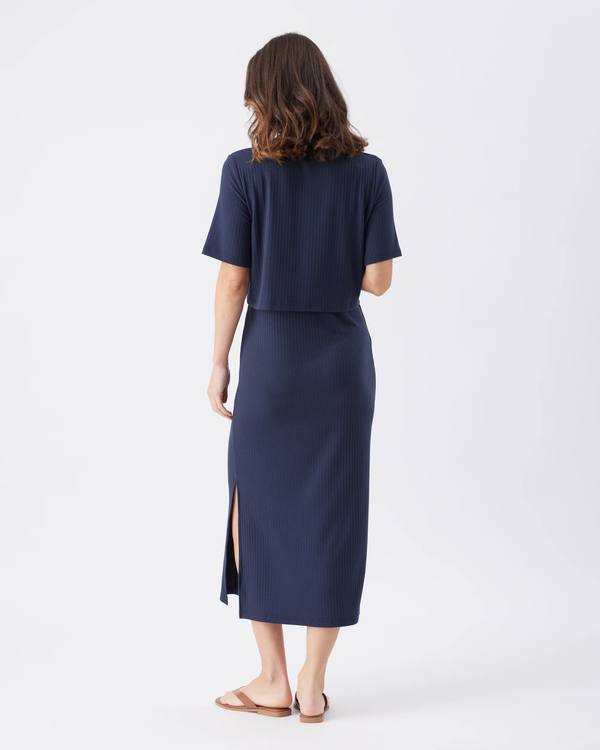 Ivy Rib Nursing Dress  Navy - Image 4