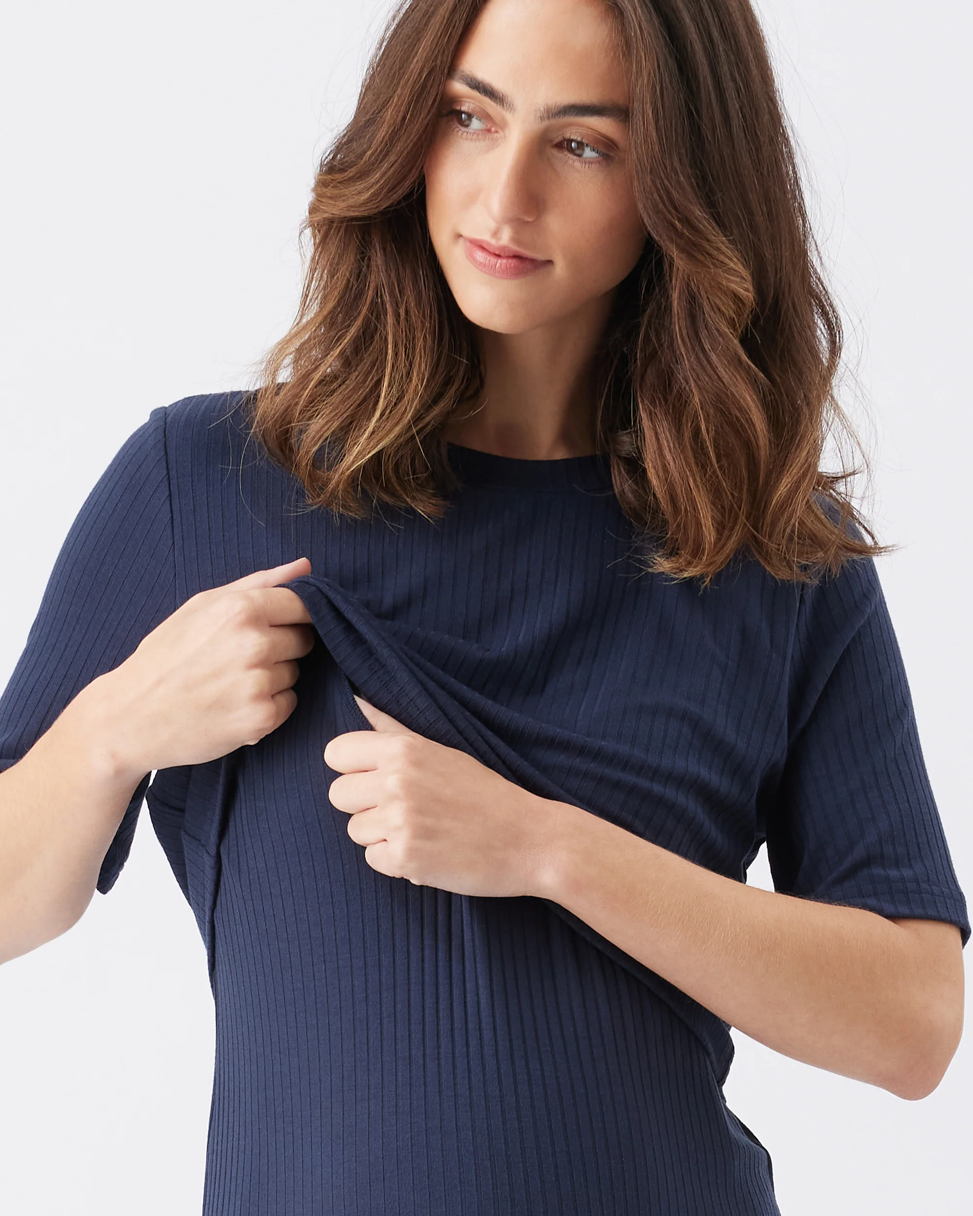 Ivy Rib Nursing Dress  Navy - Image 5