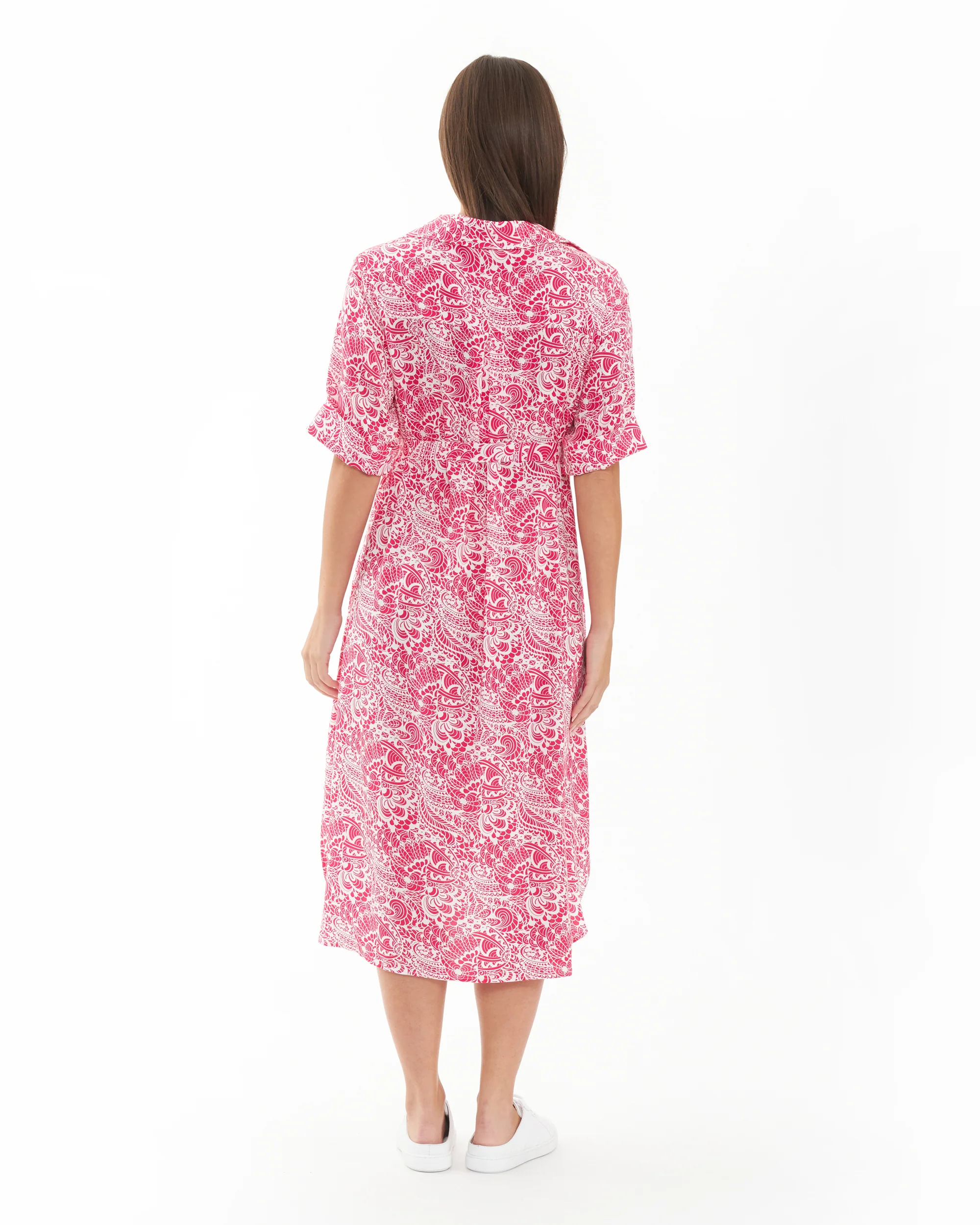 Janis Shirt Dress  Hot Pink / White - Image 6
