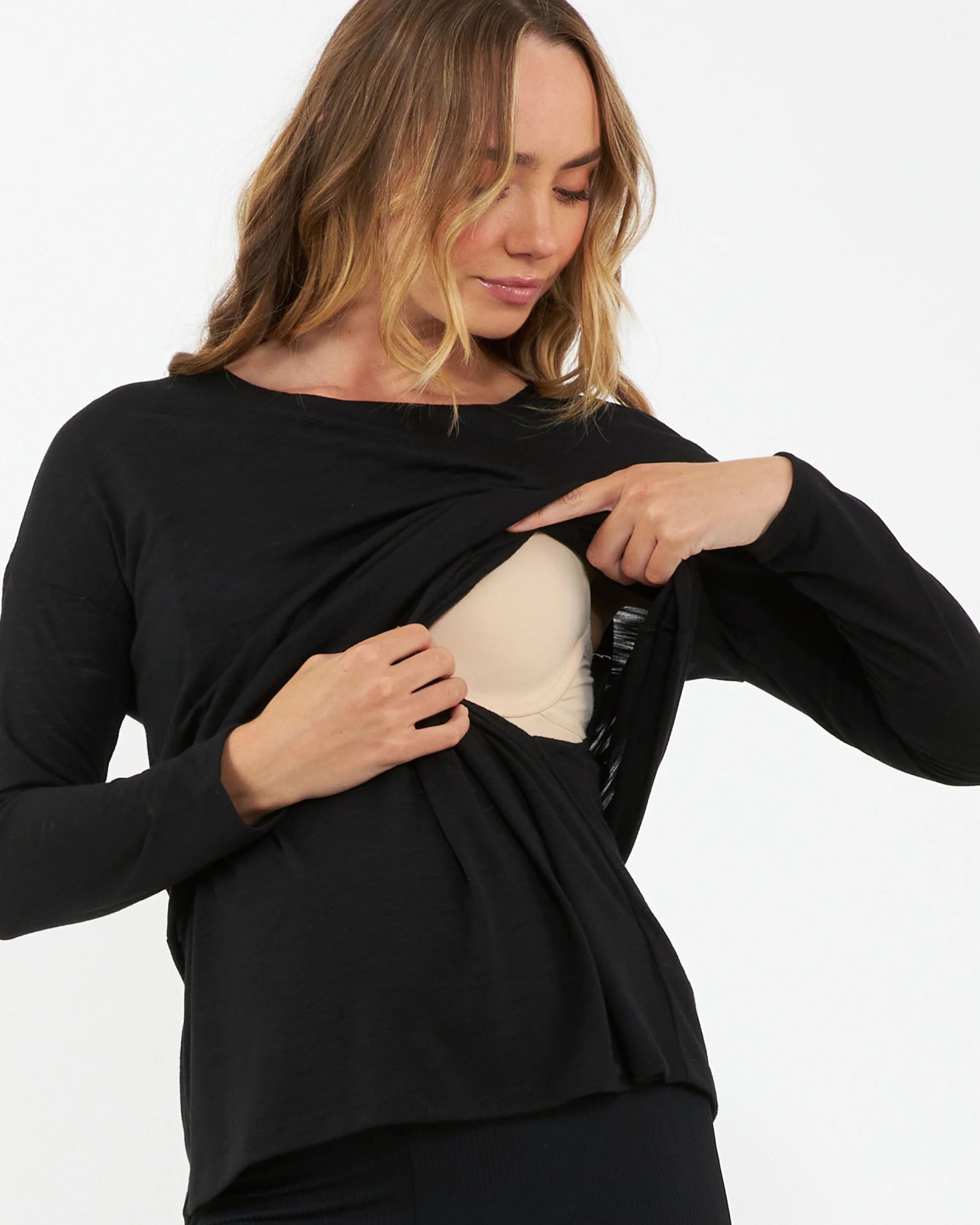 Jazmin Long Sleeve Nursing Top Black - Image 2