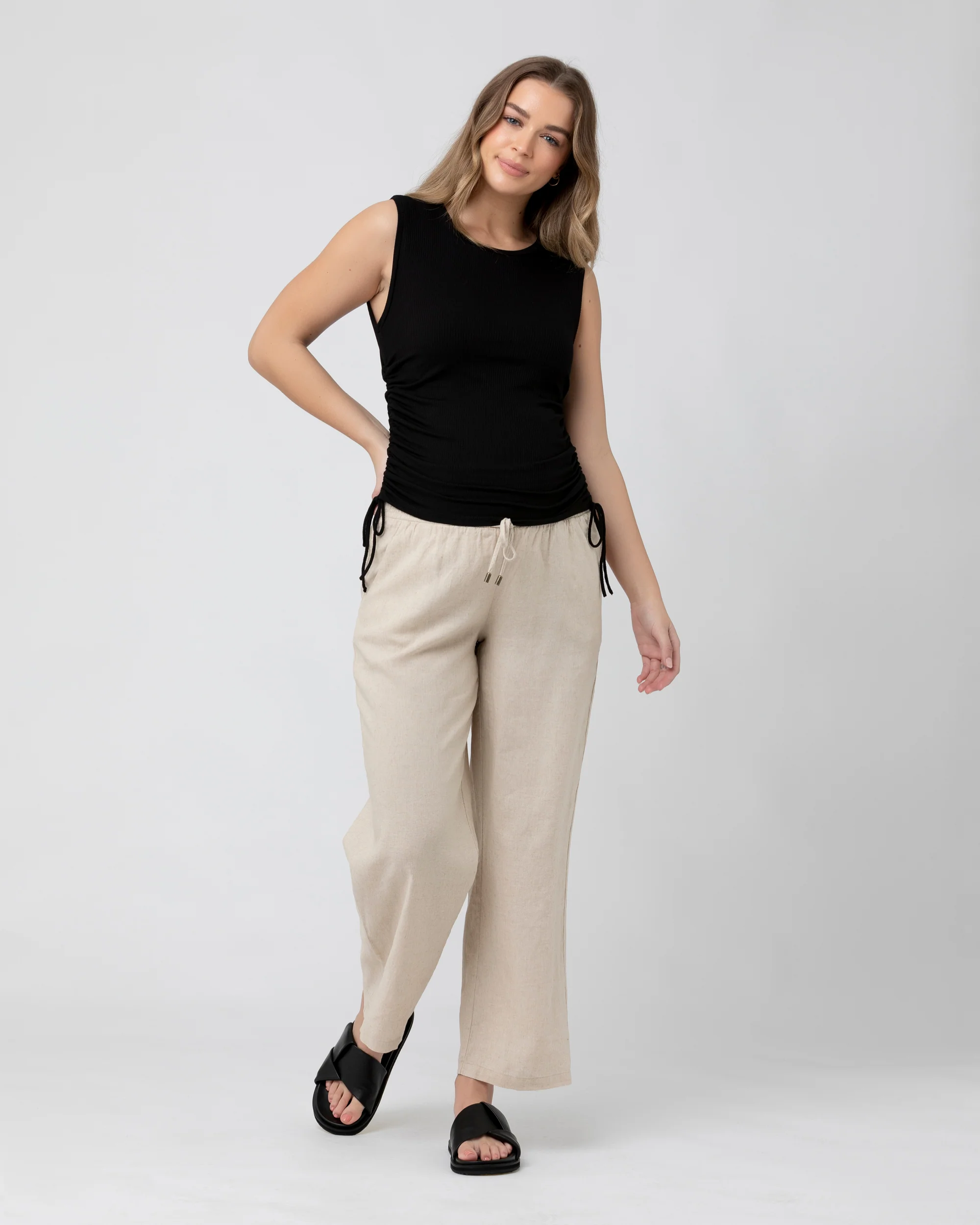Jodie Ruched Rib Tank  Black - Image 5