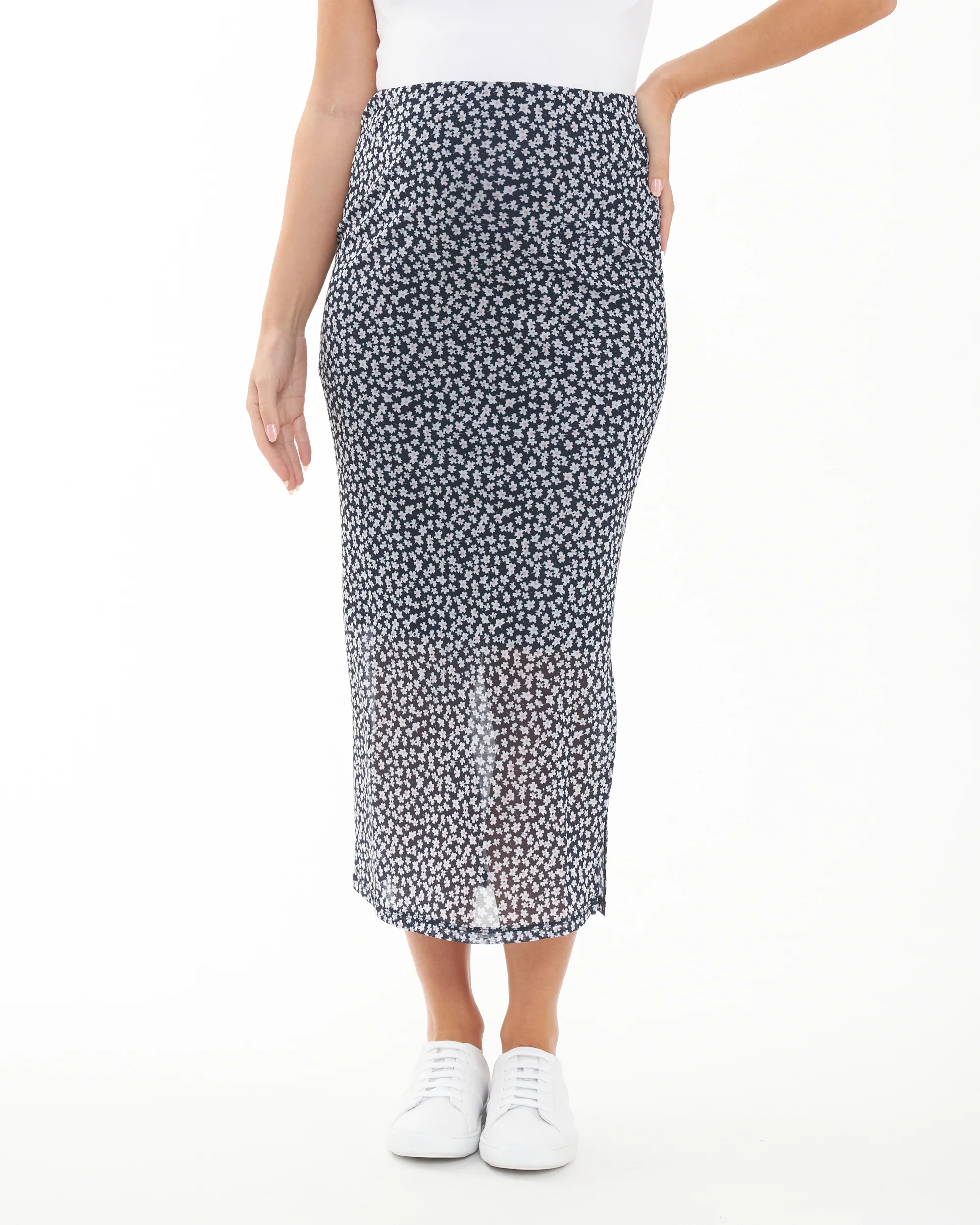 Kara Mesh Skirt  Navy - Image 2