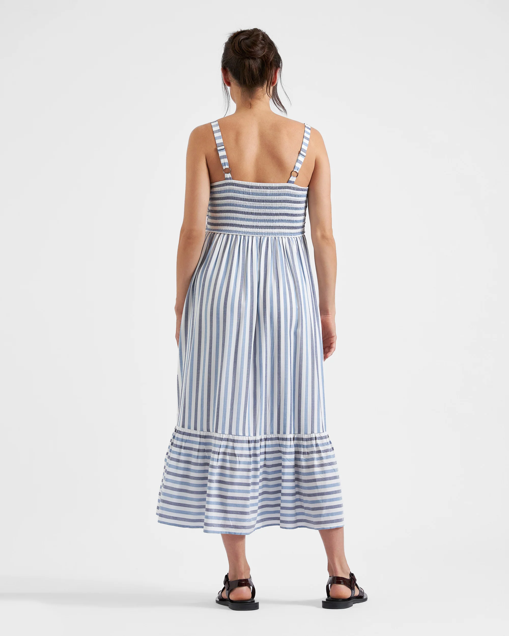 Lana Tie Front Dress  Sky Blue / Navy / White - Image 4