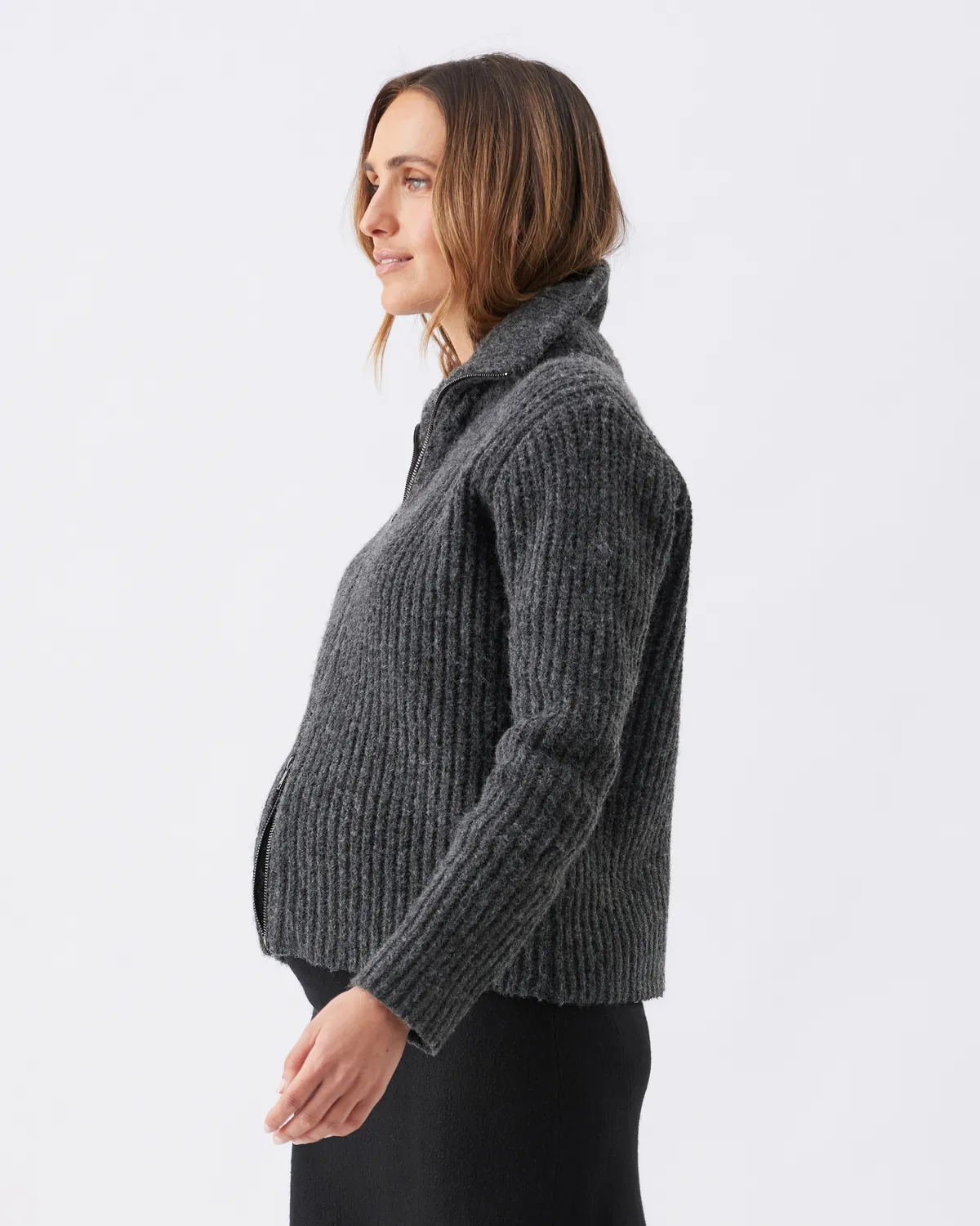 Layla Zip Through Knit Dark Charcoal - Image 5