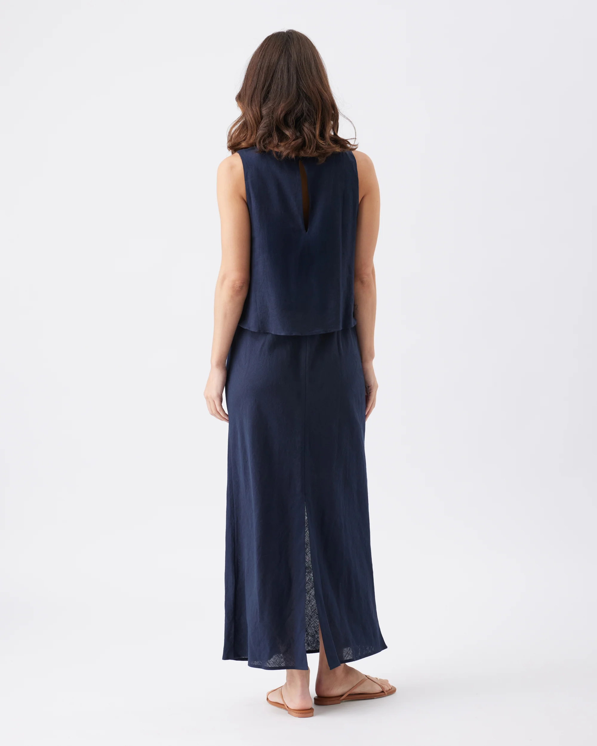 Lena Linen Nursing Dress  Navy - Image 4
