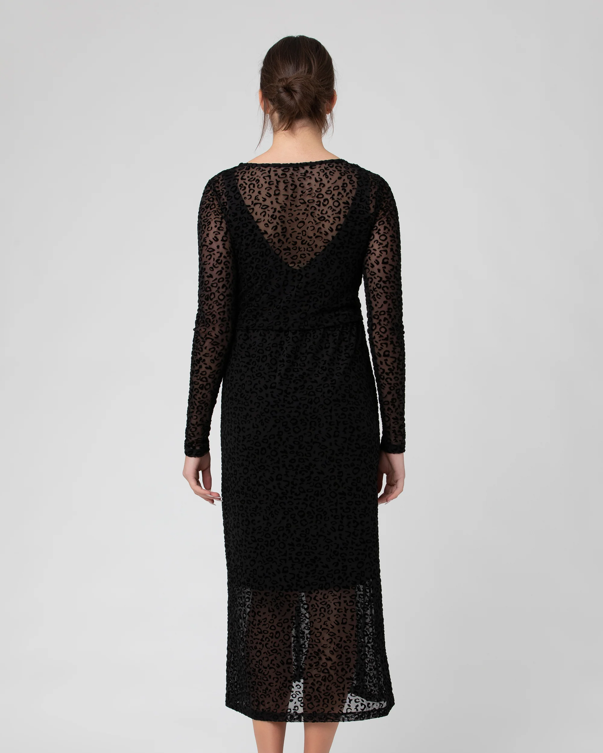 Leo Flocked Nursing Dress Black - Image 3