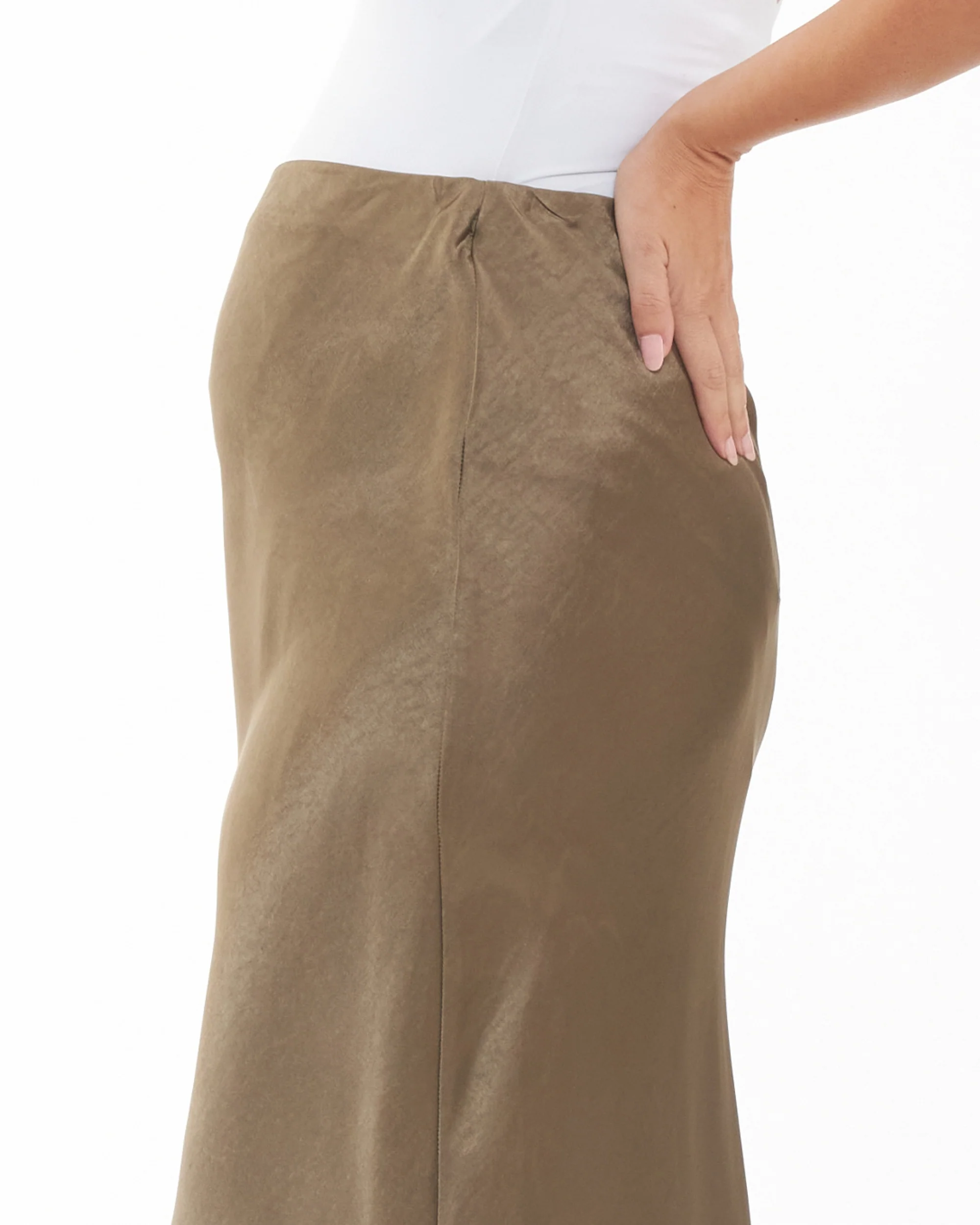 Lexie Satin Skirt Olive - Image 4