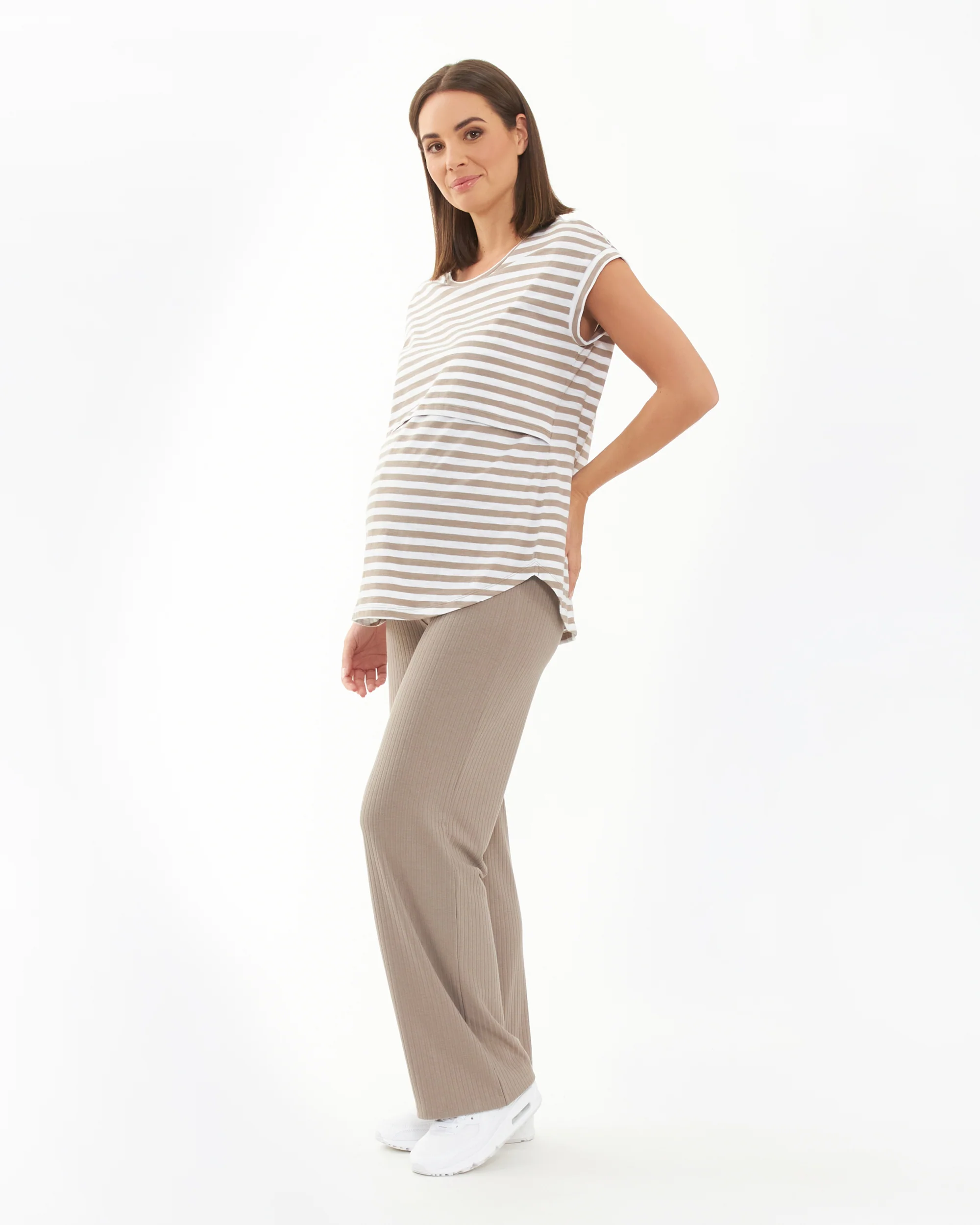 Lionel Nursing Tee Taupe / White - Image 2