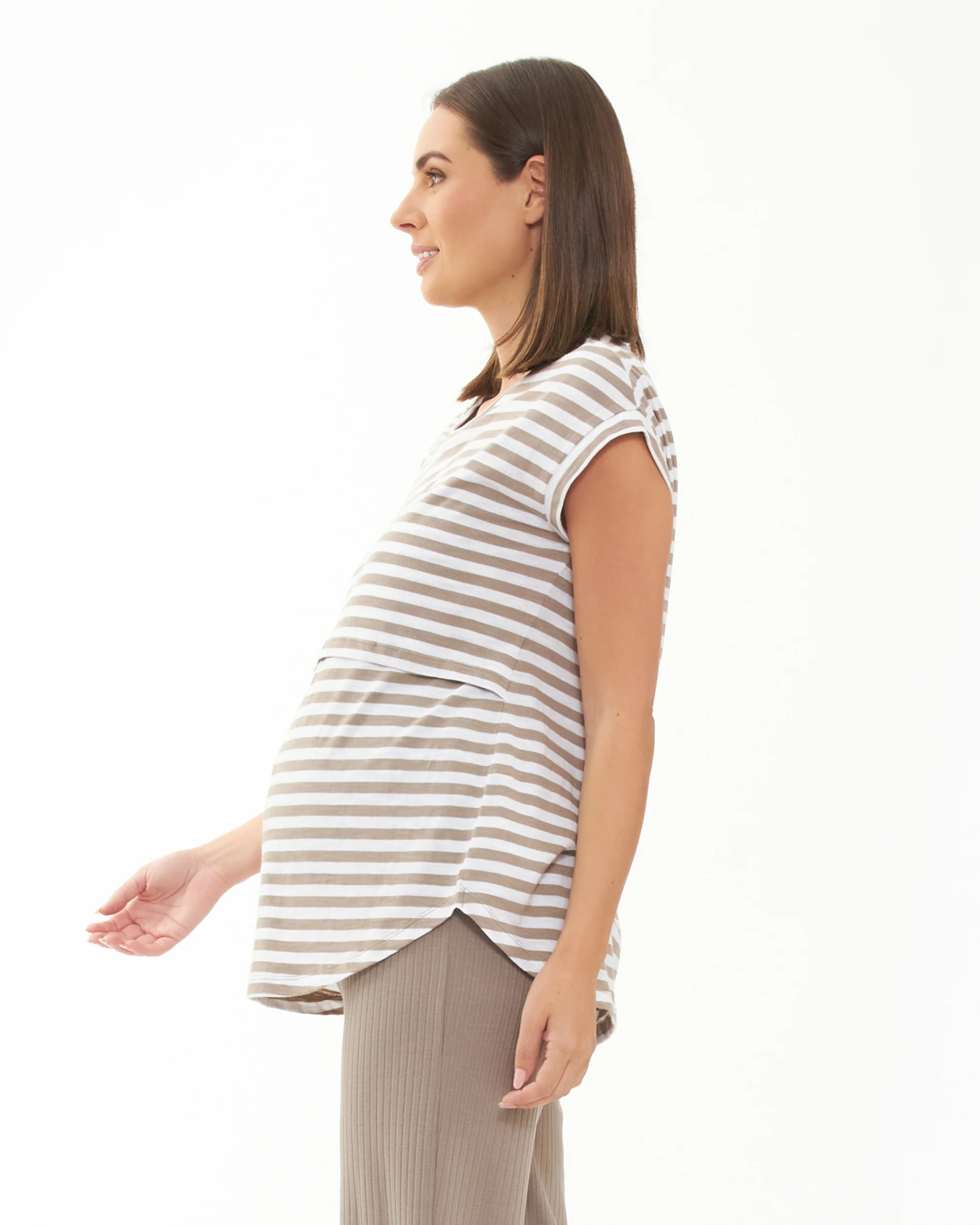 Lionel Nursing Tee Taupe / White - Image 3