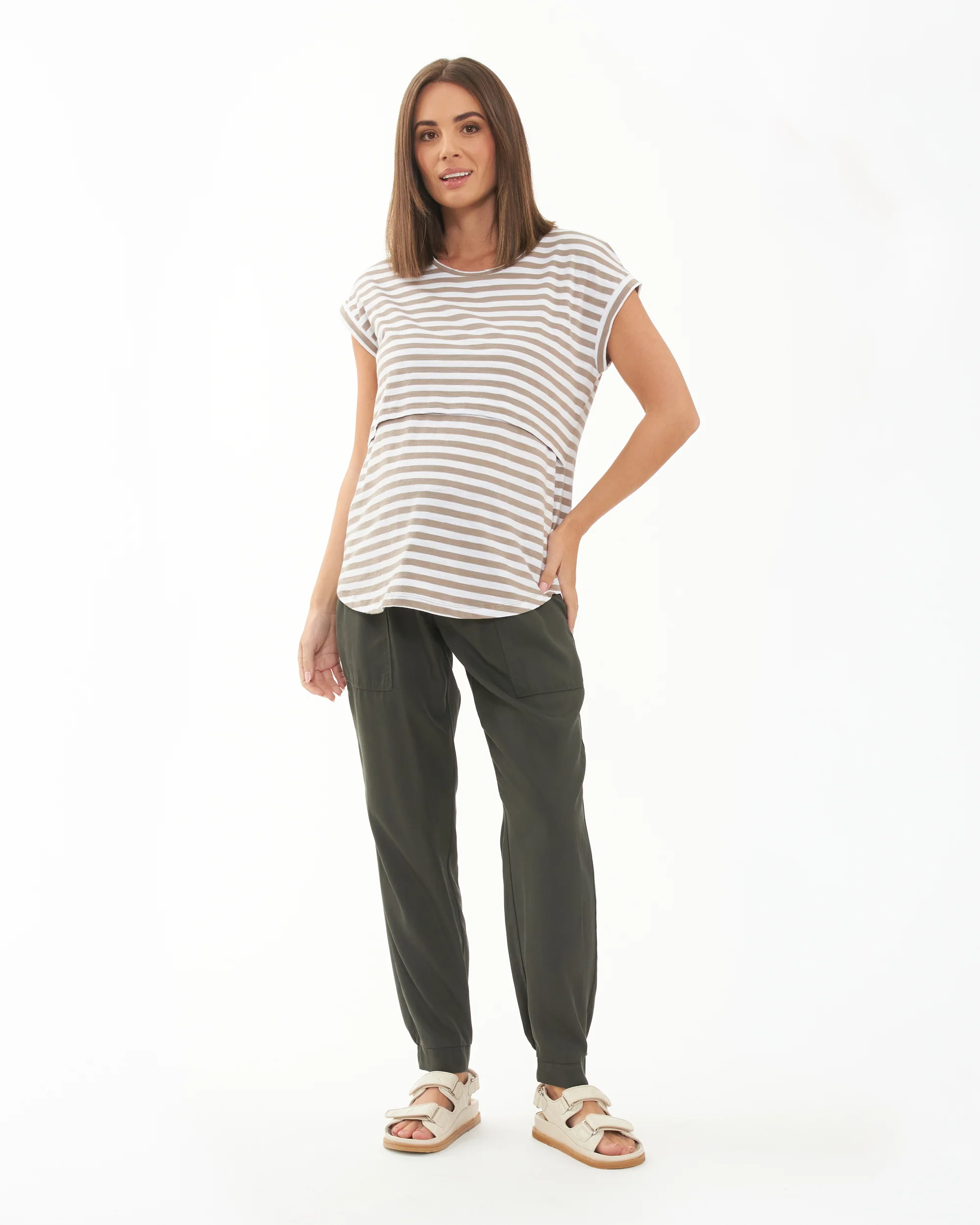 Lionel Nursing Tee Taupe / White - Image 6
