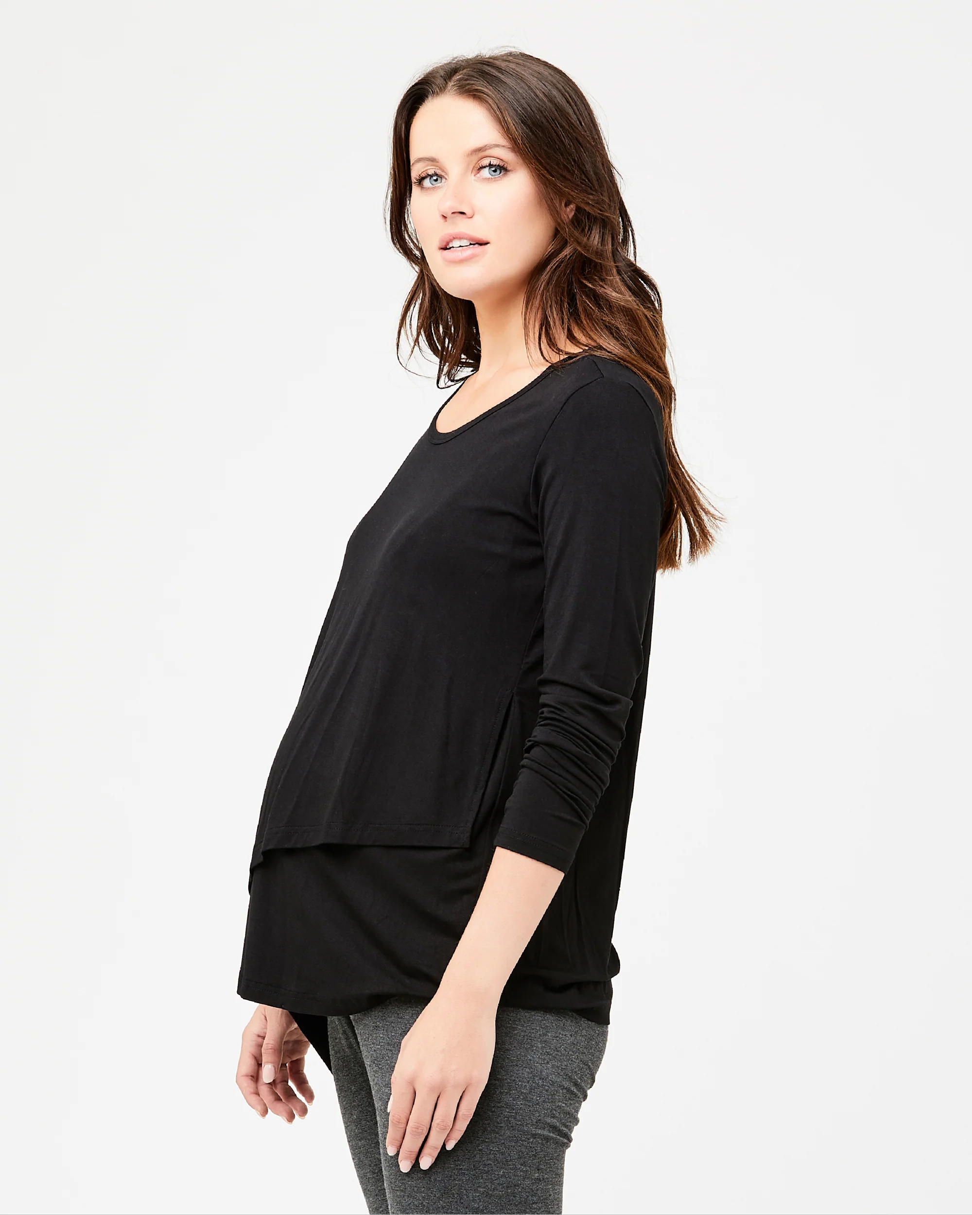 Long Sleeve Lara Nursing Tee Black - Image 2