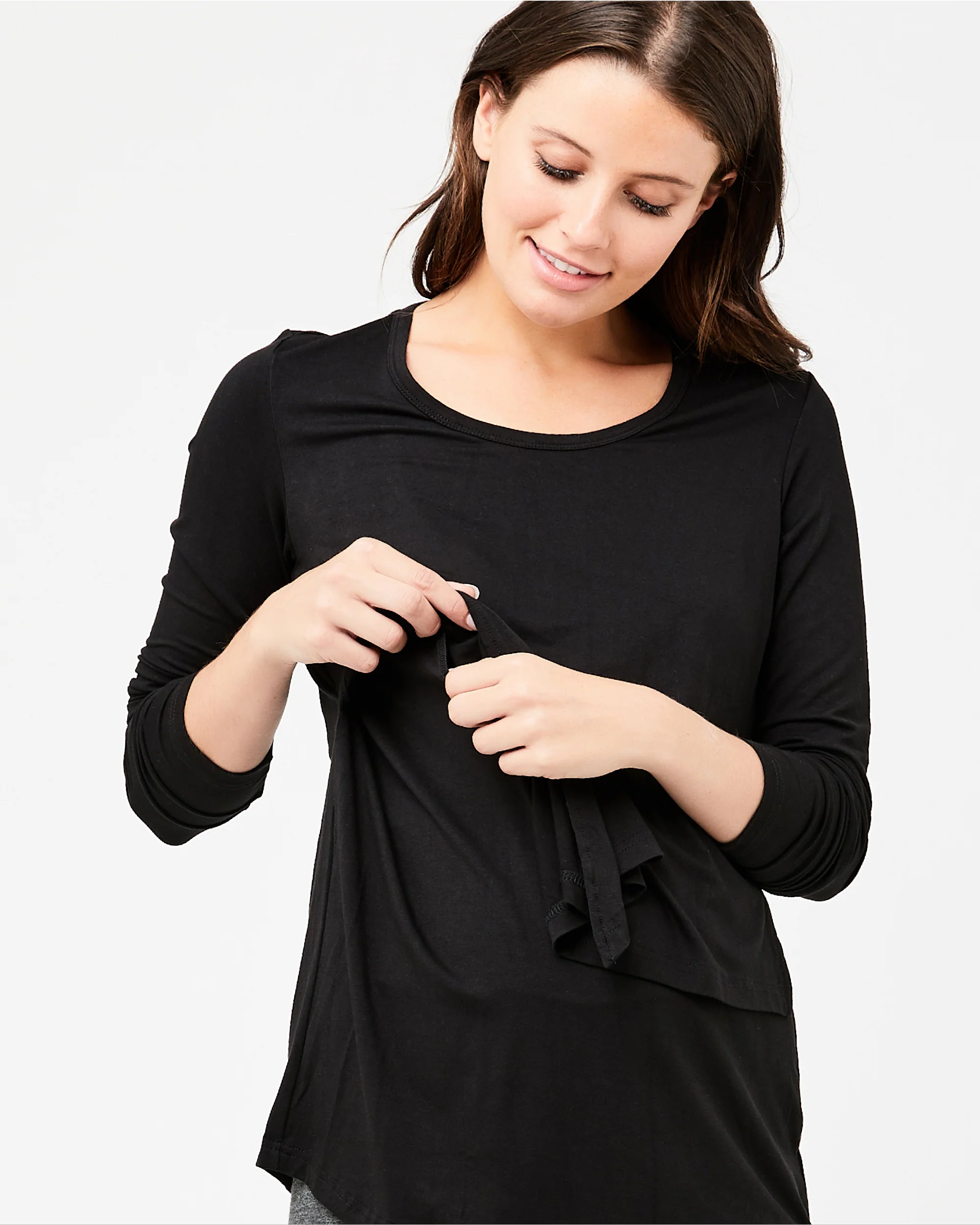 Long Sleeve Lara Nursing Tee Black - Image 4