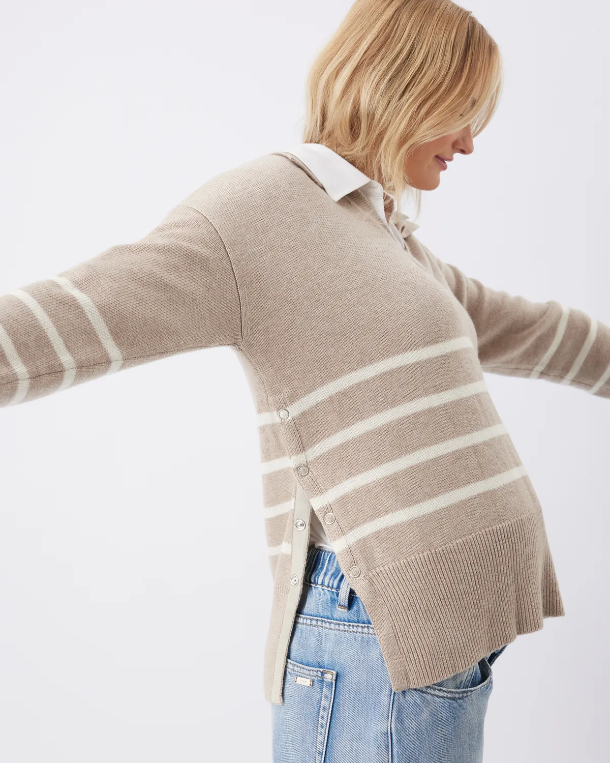 Lori Nursing Knit  Latte / Chalk - Image 4