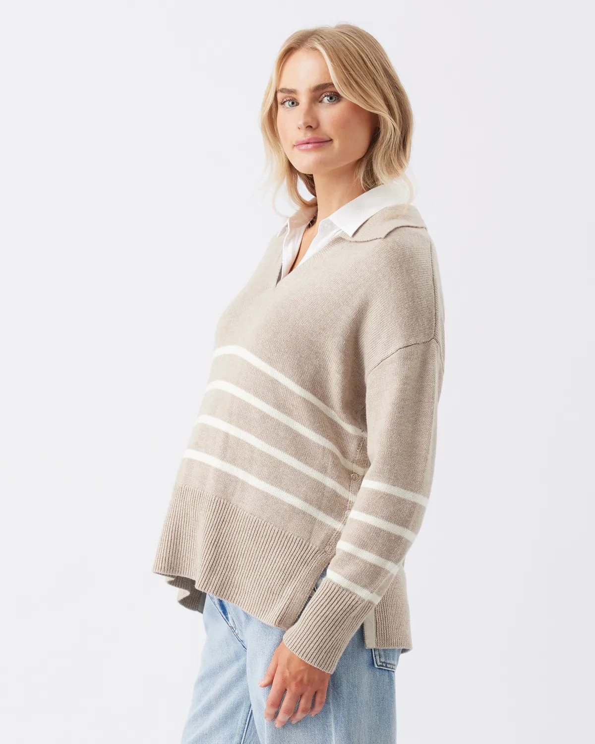 Lori Nursing Knit  Latte / Chalk - Image 5