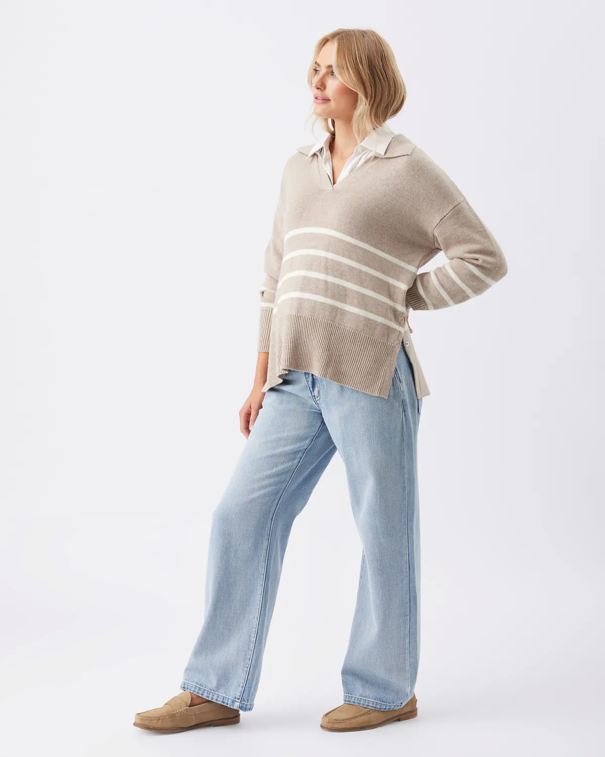 Lori Nursing Knit  Latte / Chalk - Image 7