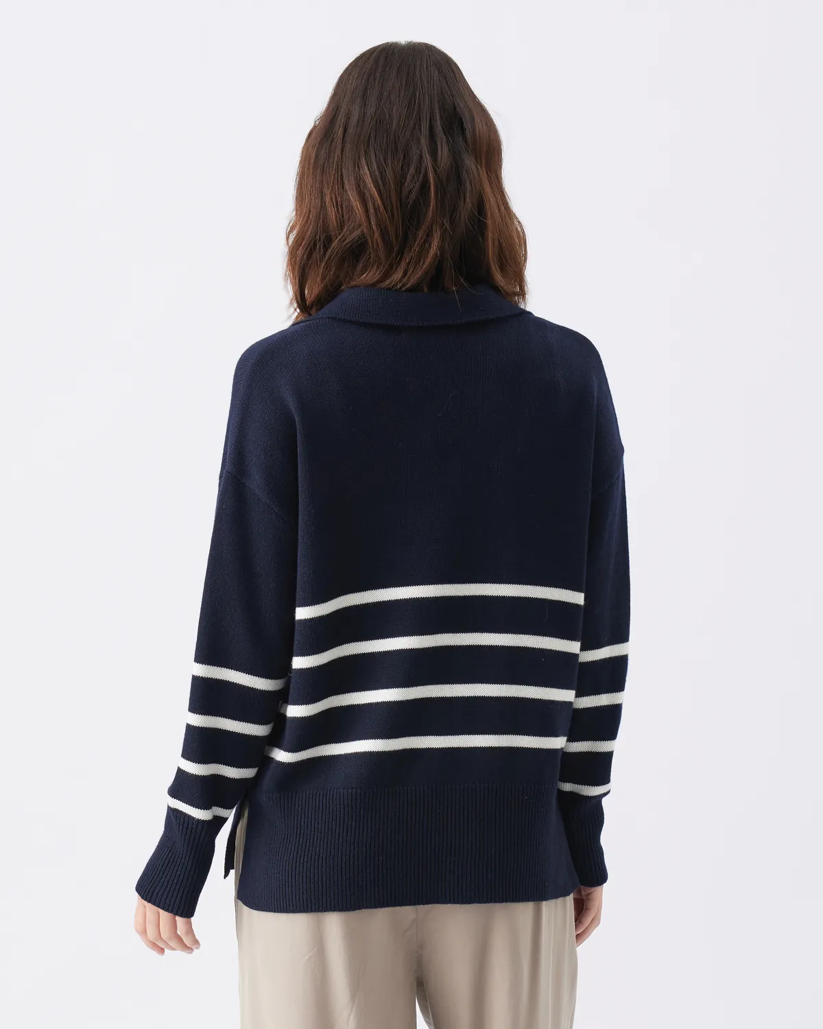 Lori Nursing Knit  Navy / White - Image 3