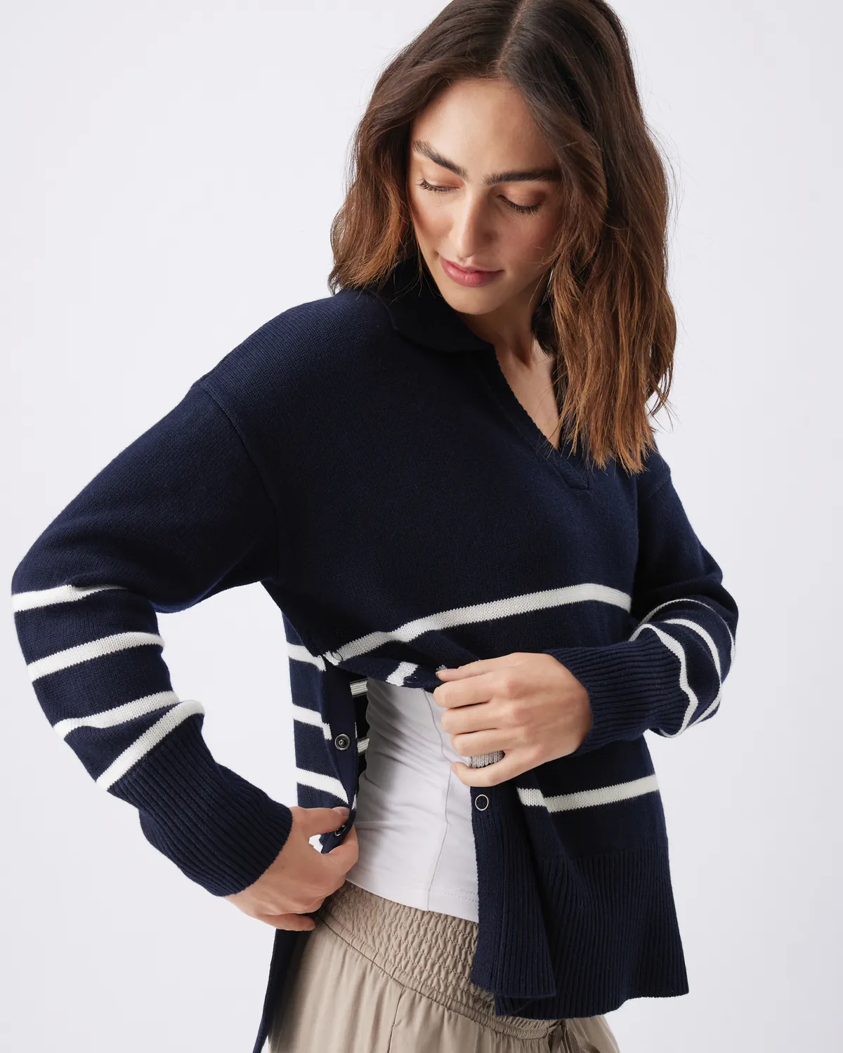 Lori Nursing Knit  Navy / White - Image 4