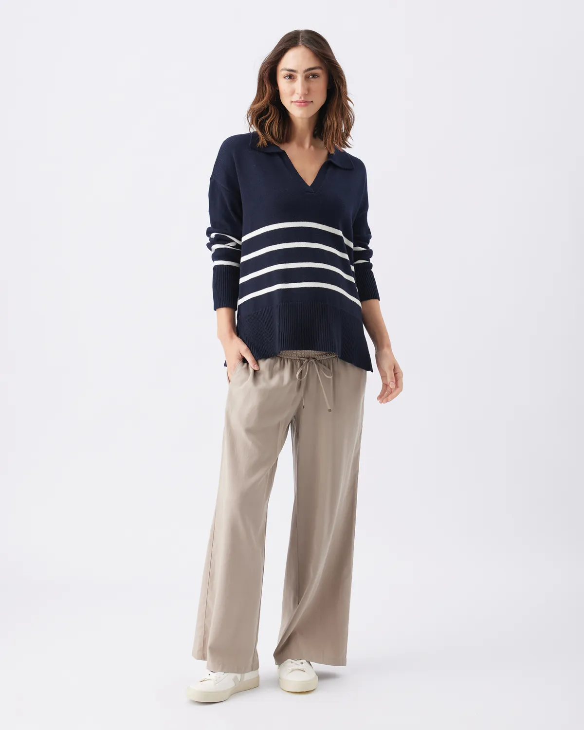 Lori Nursing Knit  Navy / White - Image 5