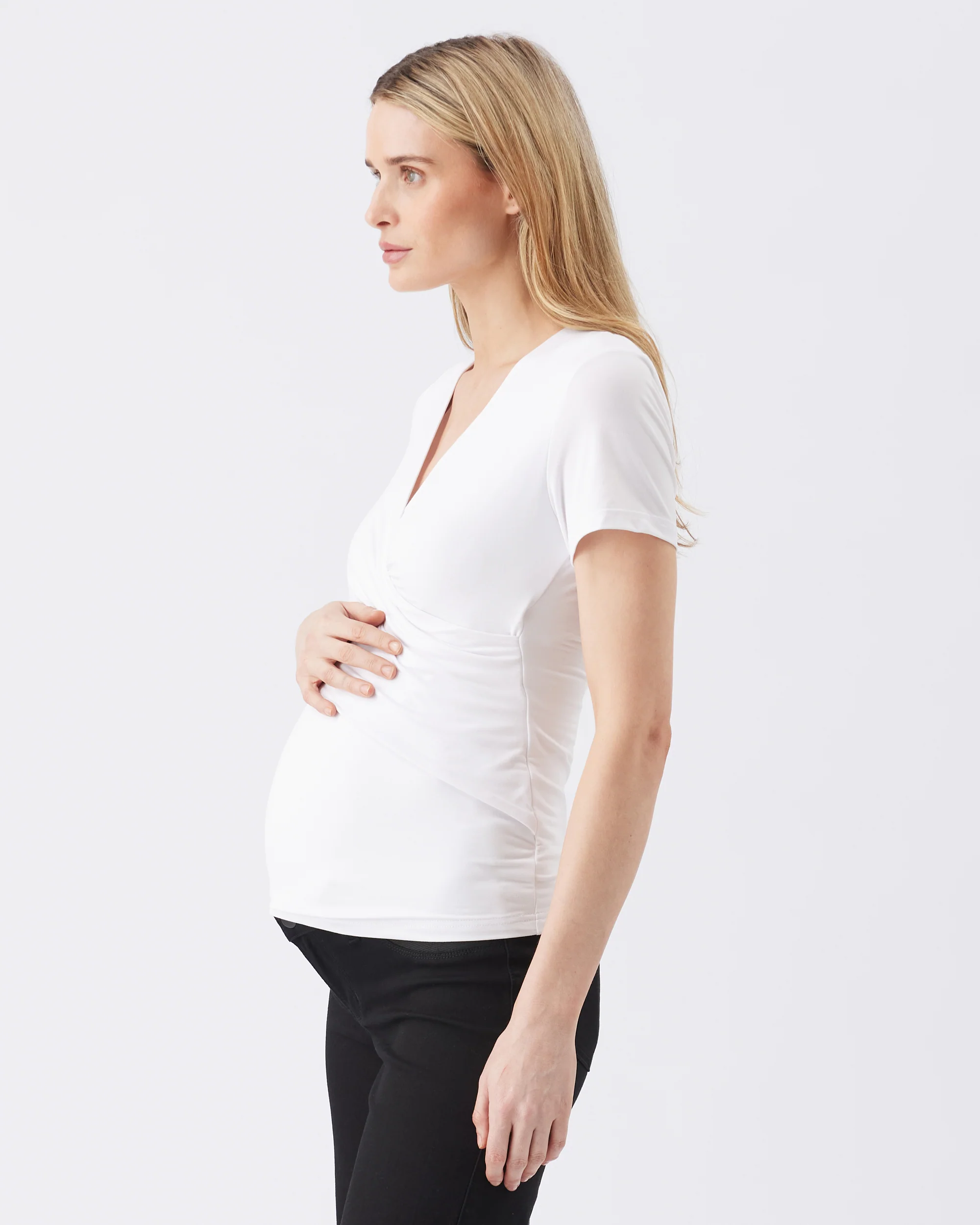 Luxe Knit Embrace Nursing Tee White - Image 3