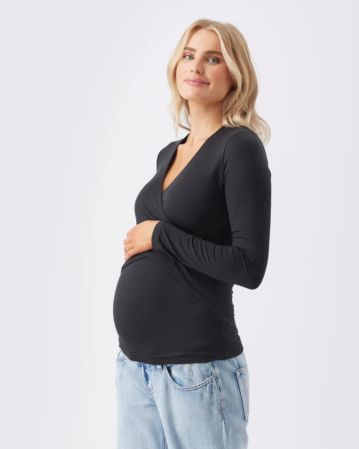 Luxe Knit Embrace Nursing Top Black - Image 3