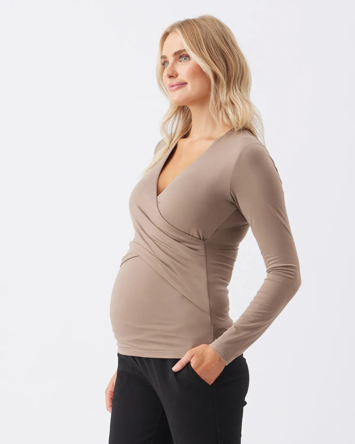 Luxe Knit Embrace Nursing Top Mocha - Image 4