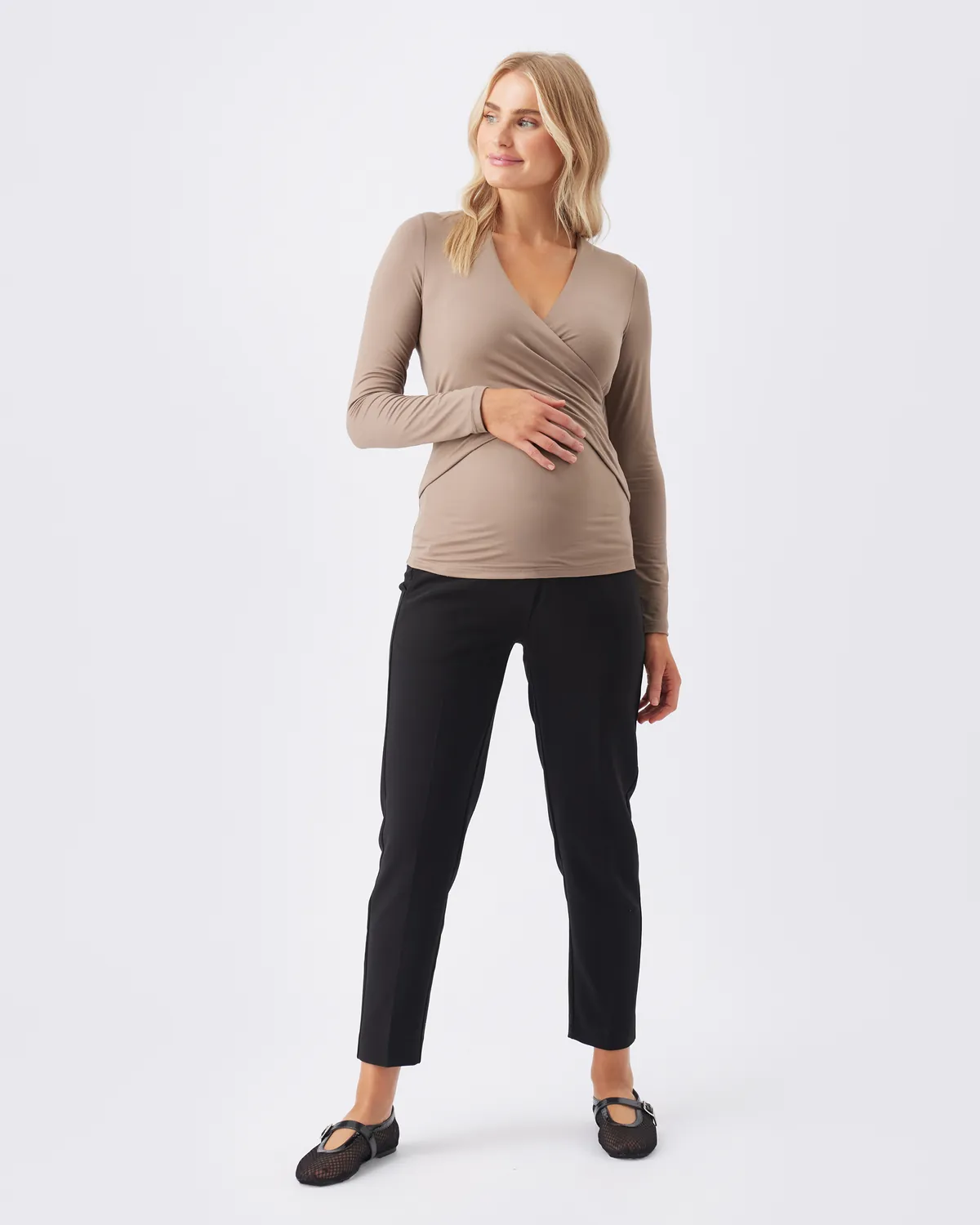 Luxe Knit Embrace Nursing Top Mocha - Image 6