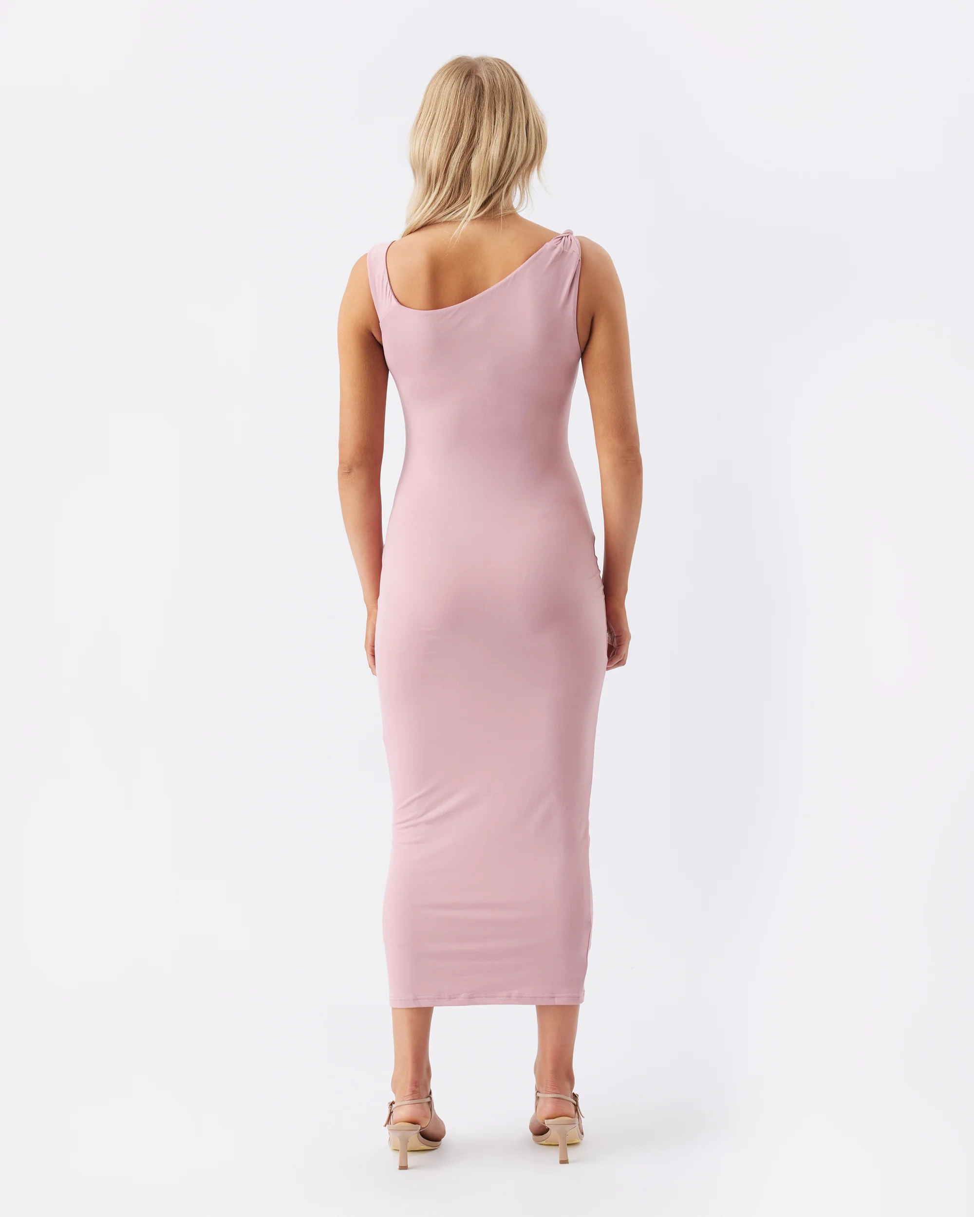 Luxe Knit Off Shoulder Dress Pink - Image 4