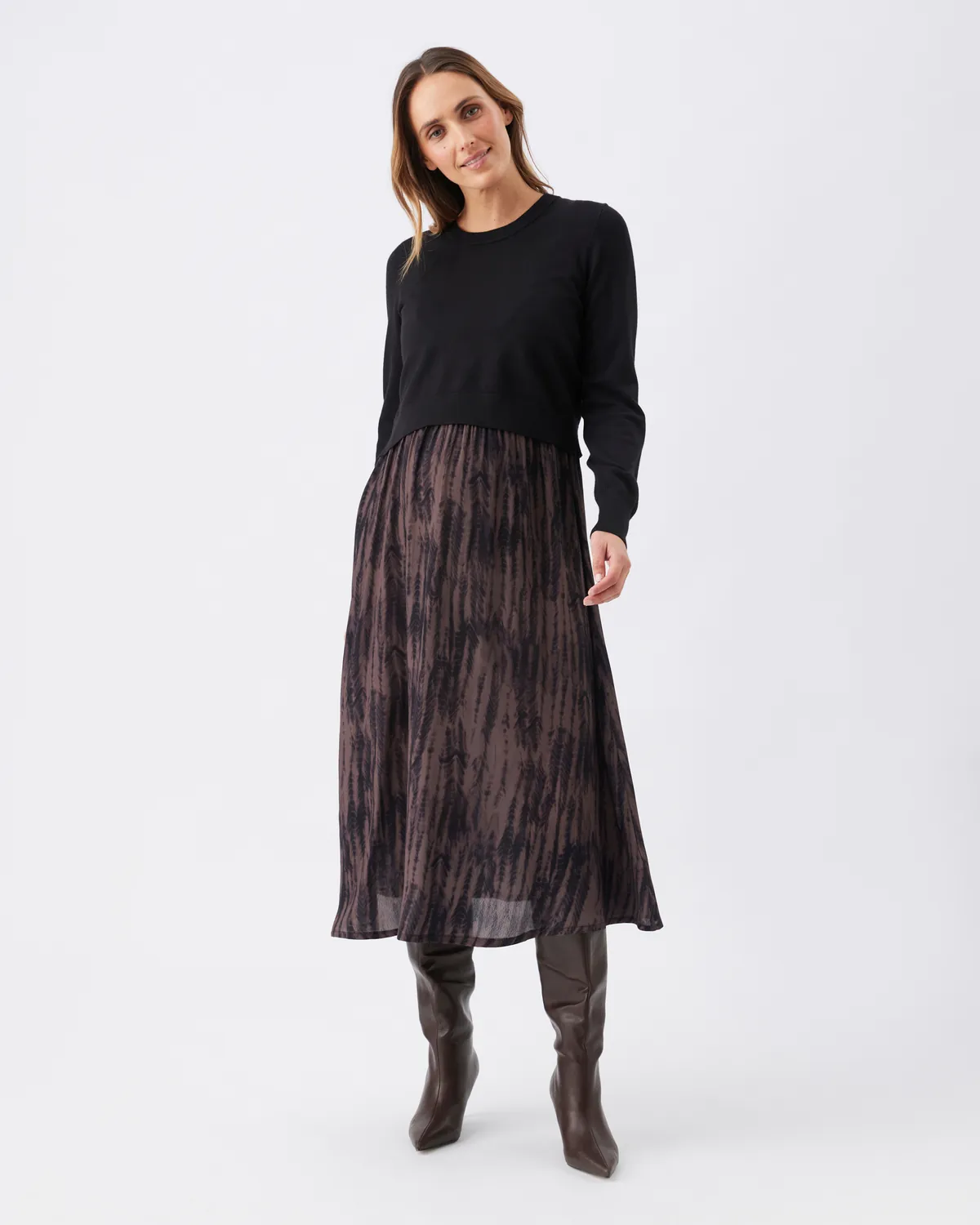 Maia Detachable Nursing Dress Black / Mocha