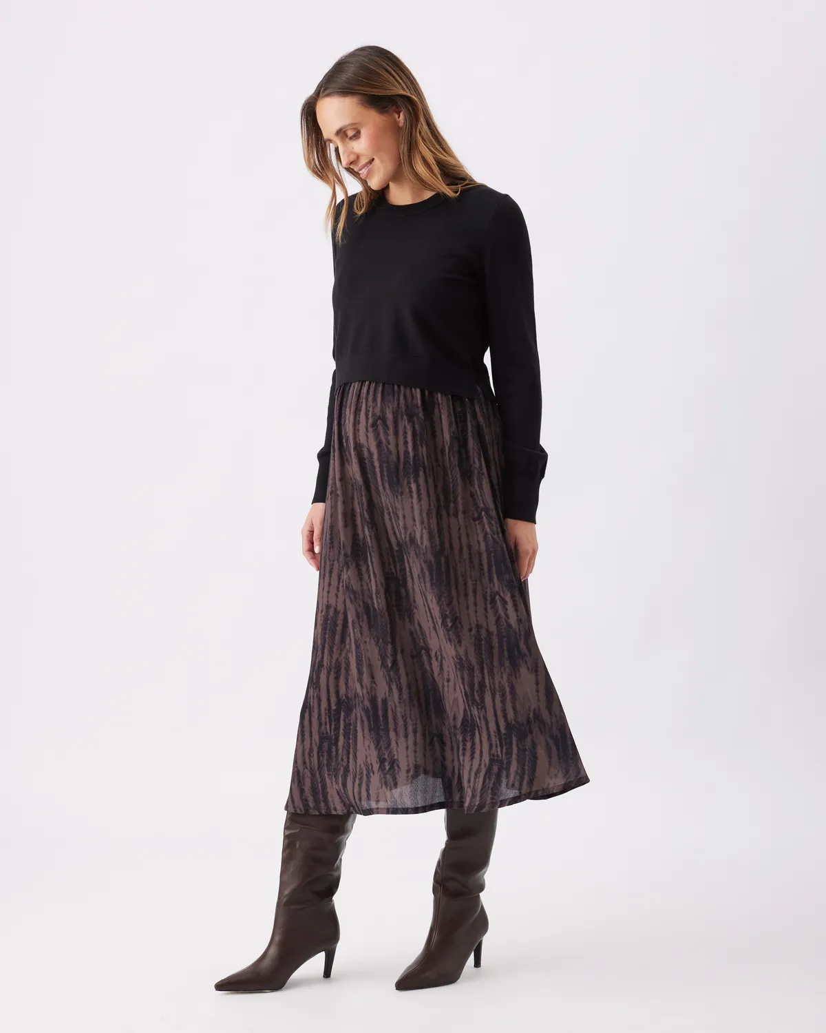 Maia Detachable Nursing Dress Black / Mocha - Image 2