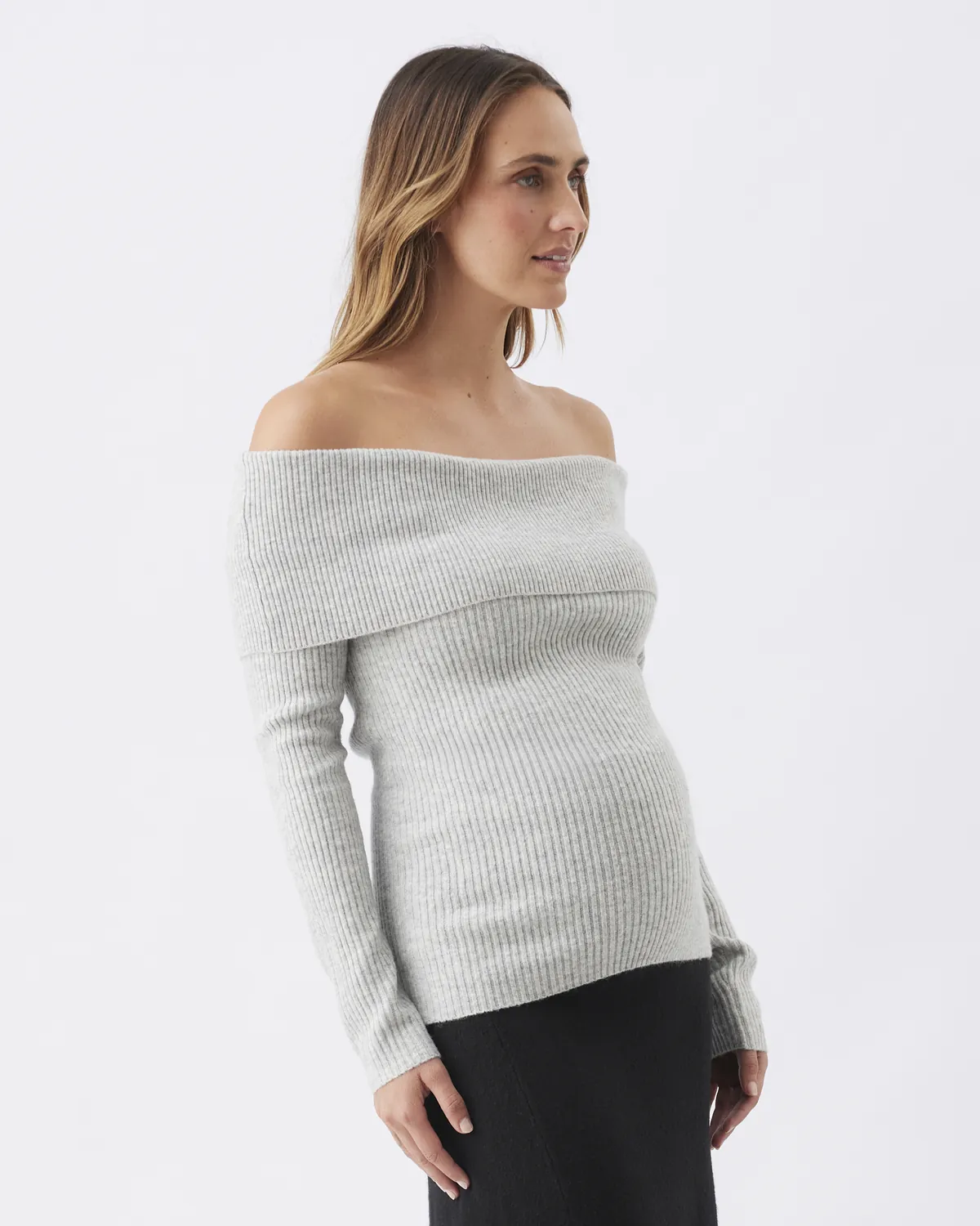 Maisy Off Shoulder Knit   Silver Marle - Image 3