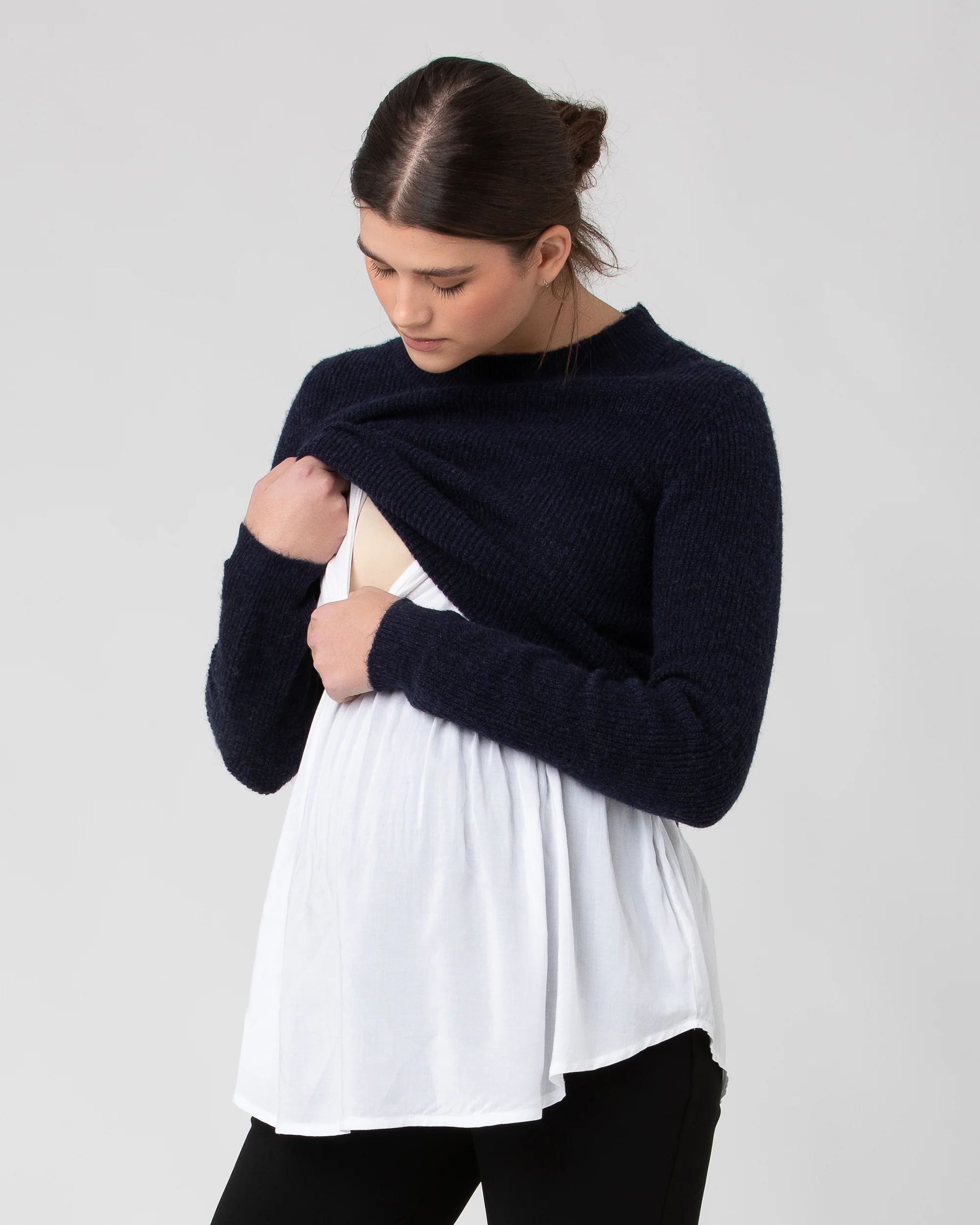 Mandy Detachable Nursing Knit Navy - Image 6