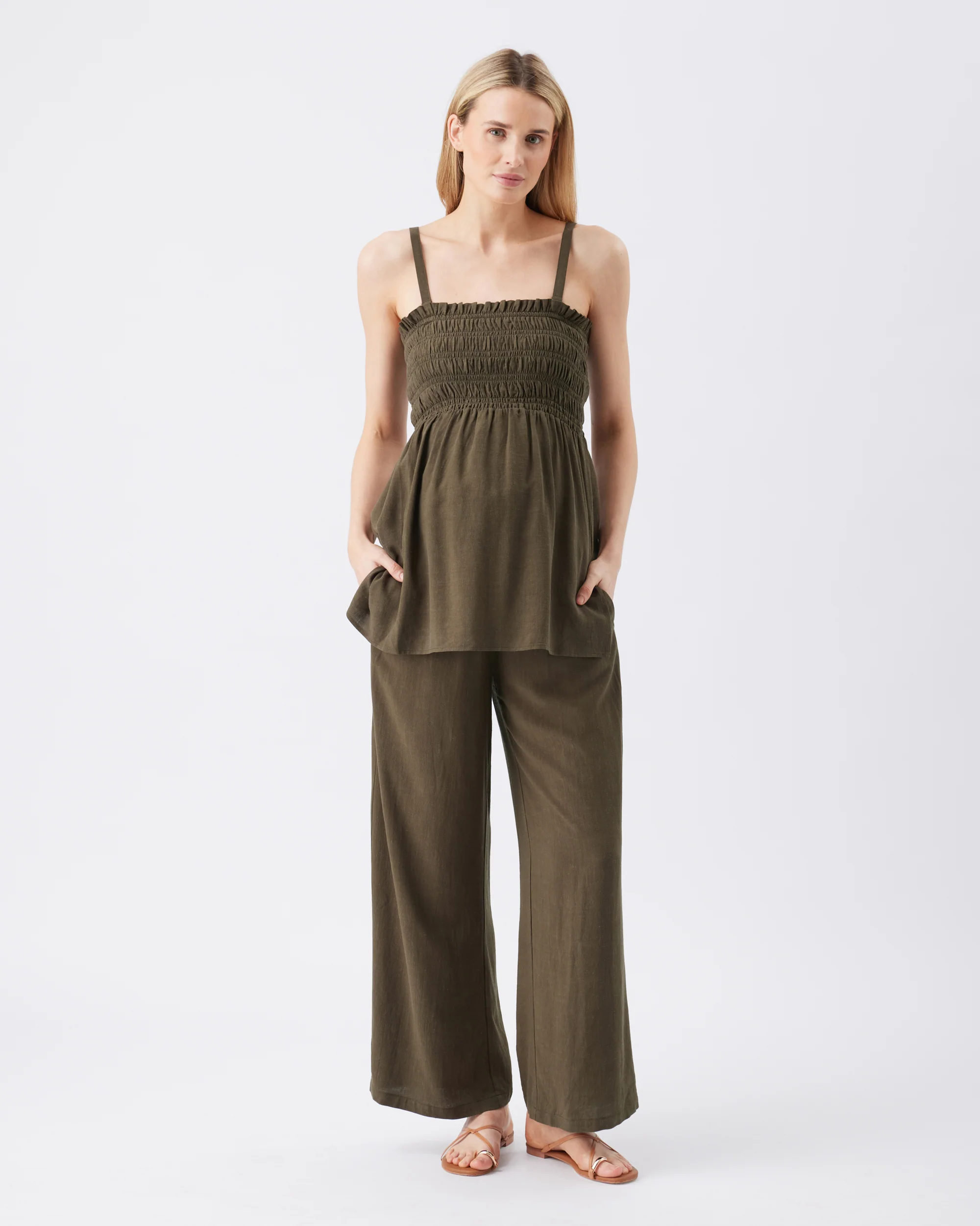 Marlow Shirred Pant Khaki - Image 3