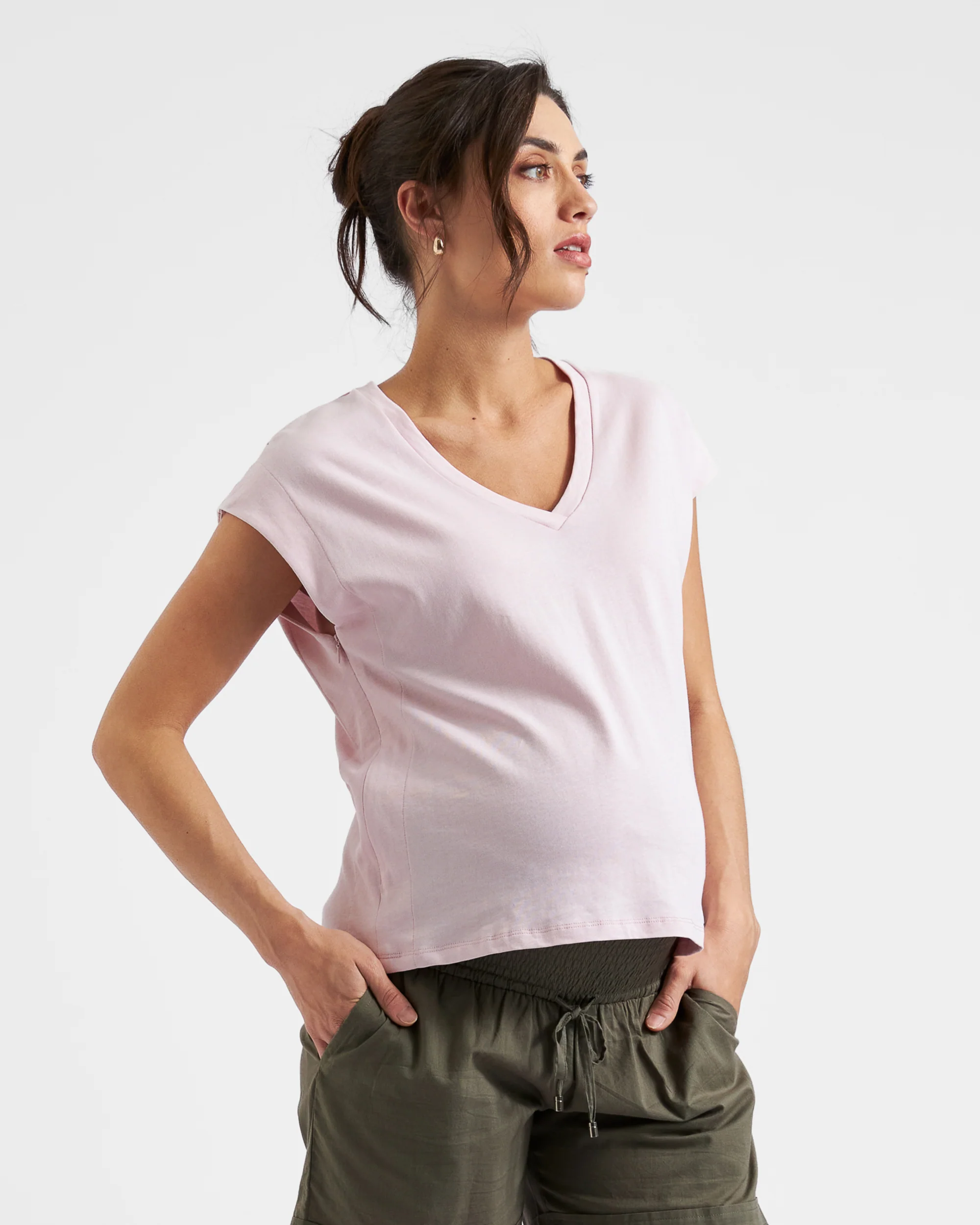 Marly Zip Nursing Tee Peony - Image 3