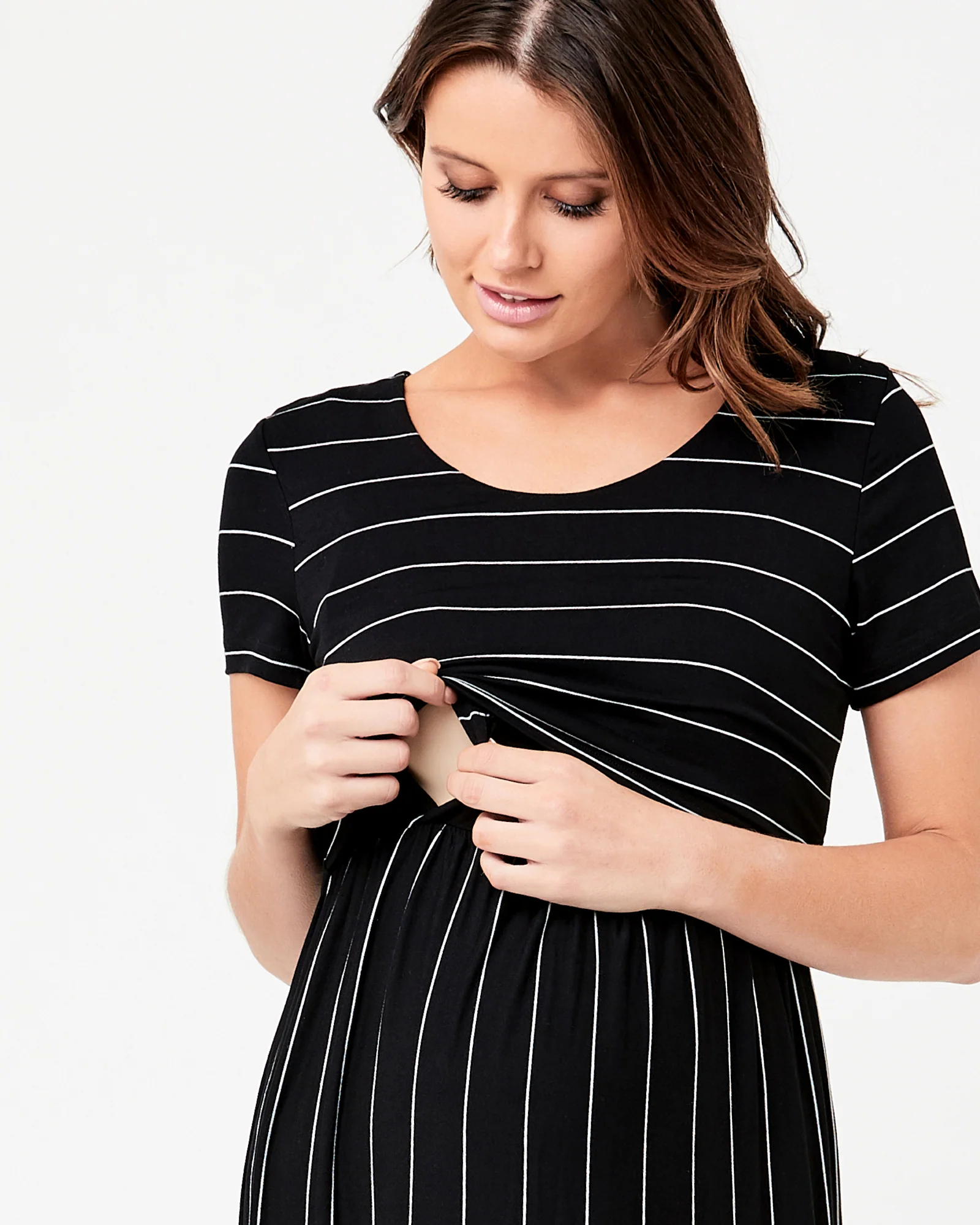 Maxi Crop Top Nursing Dress Black / Flint - Image 4