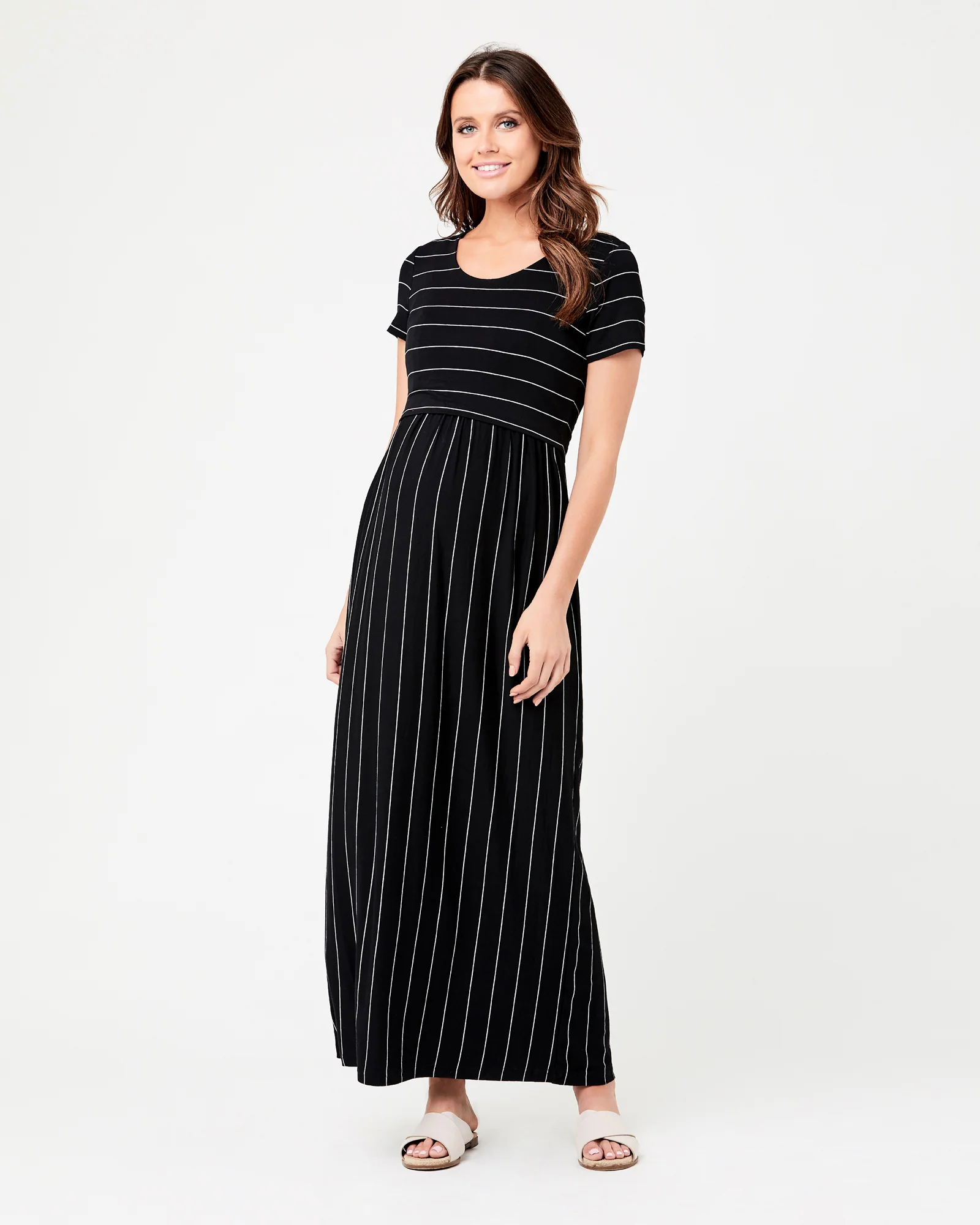 Maxi Crop Top Nursing Dress Black / Flint - Image 5