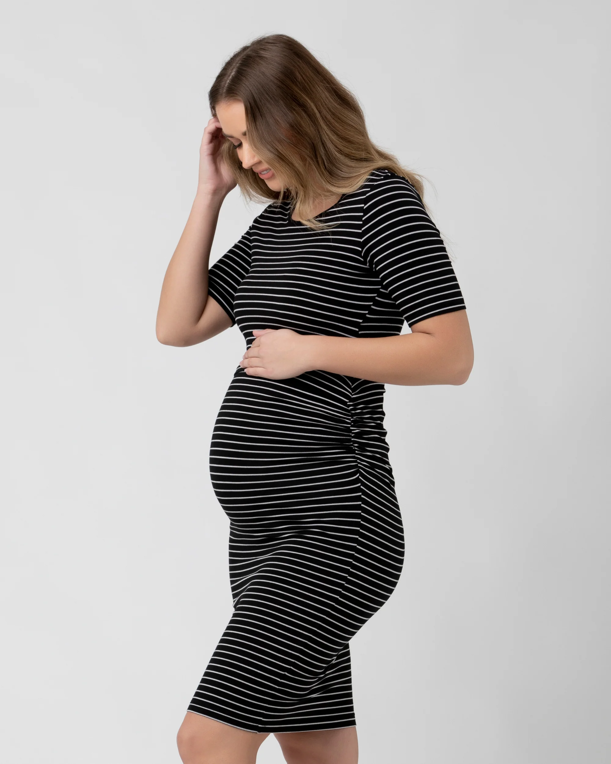 Mia Short Sleeve Nursing Dress Black / Flint - Image 3