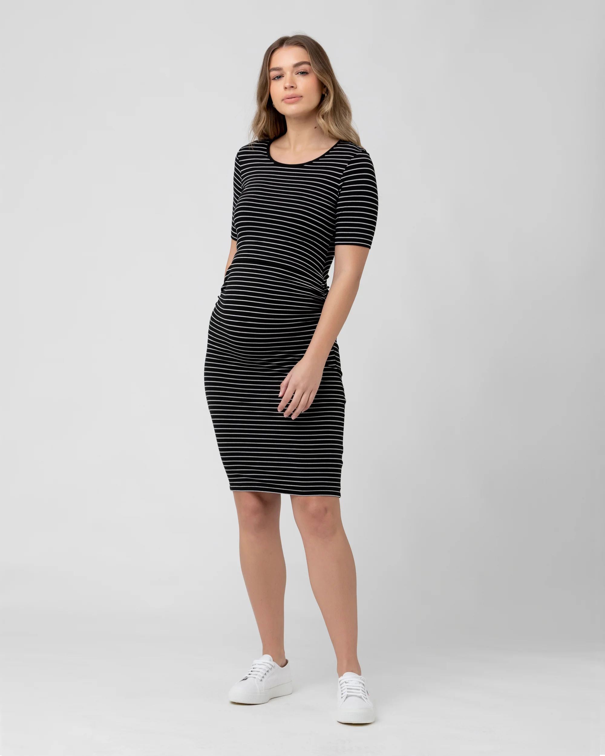 Mia Short Sleeve Nursing Dress Black / Flint - Image 5