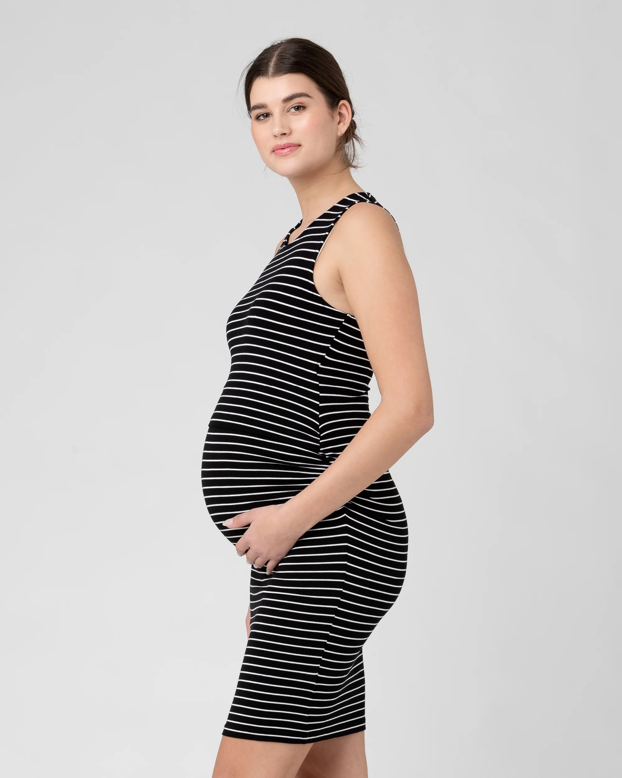 Mia Sleeveless Nursing Dress Black / White - Image 2