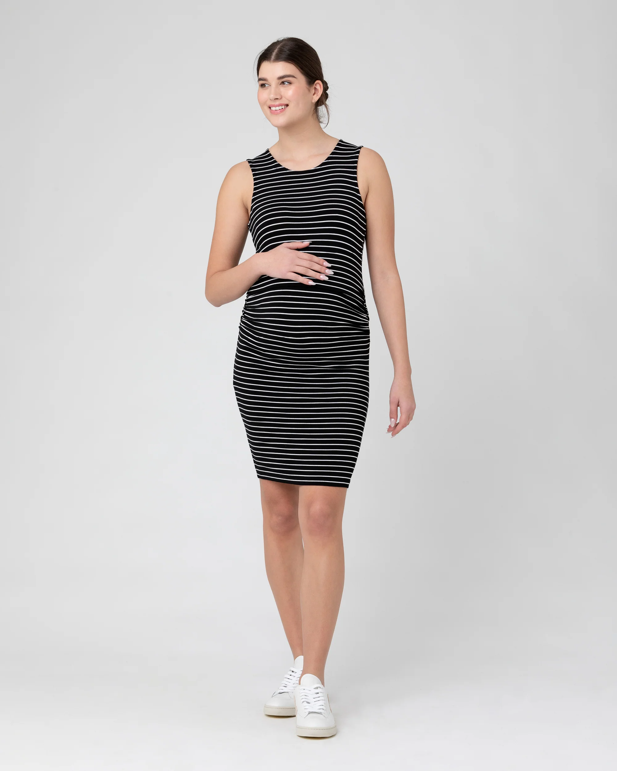 Mia Sleeveless Nursing Dress Black / White - Image 5