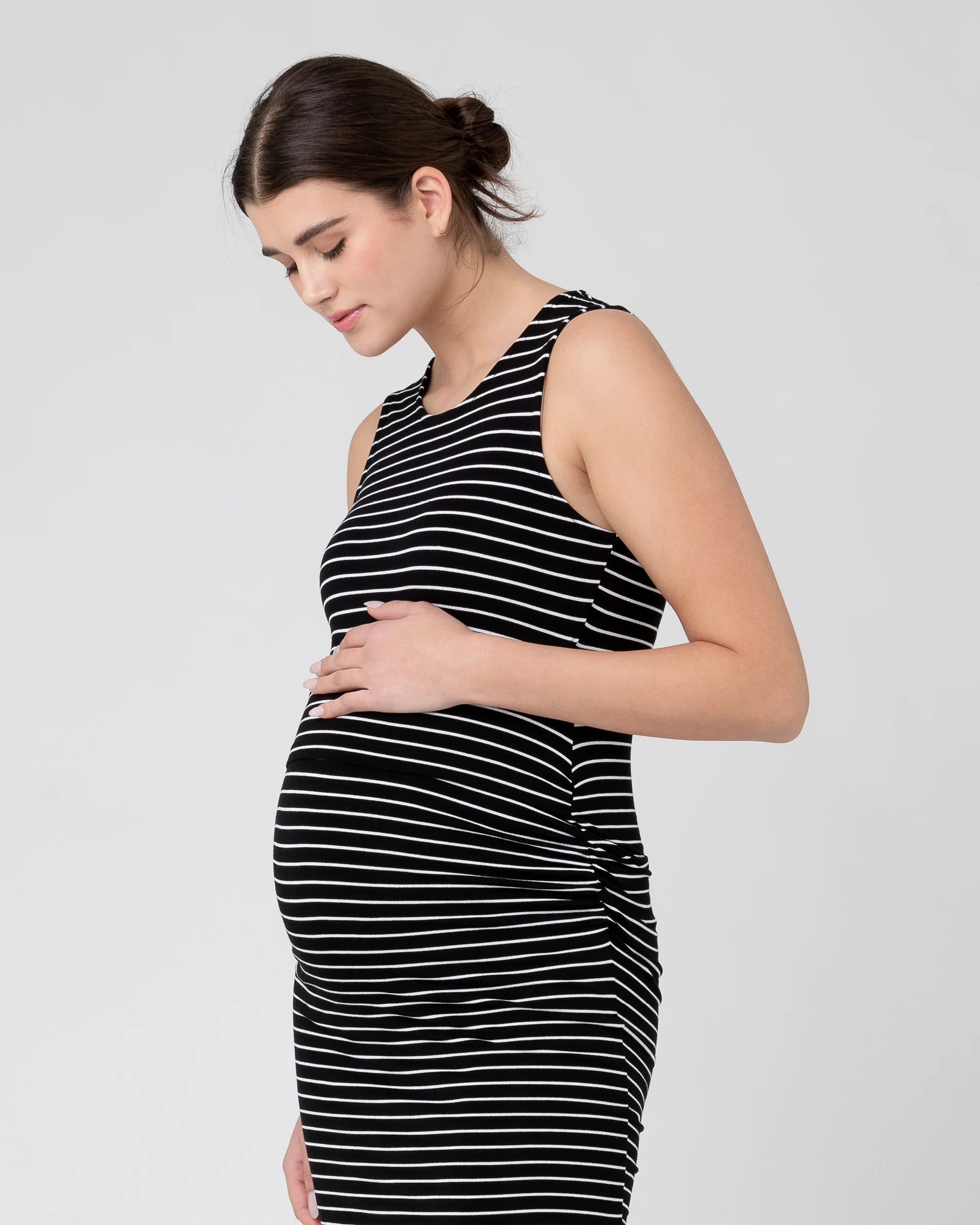 Mia Sleeveless Nursing Dress Black / White - Image 6