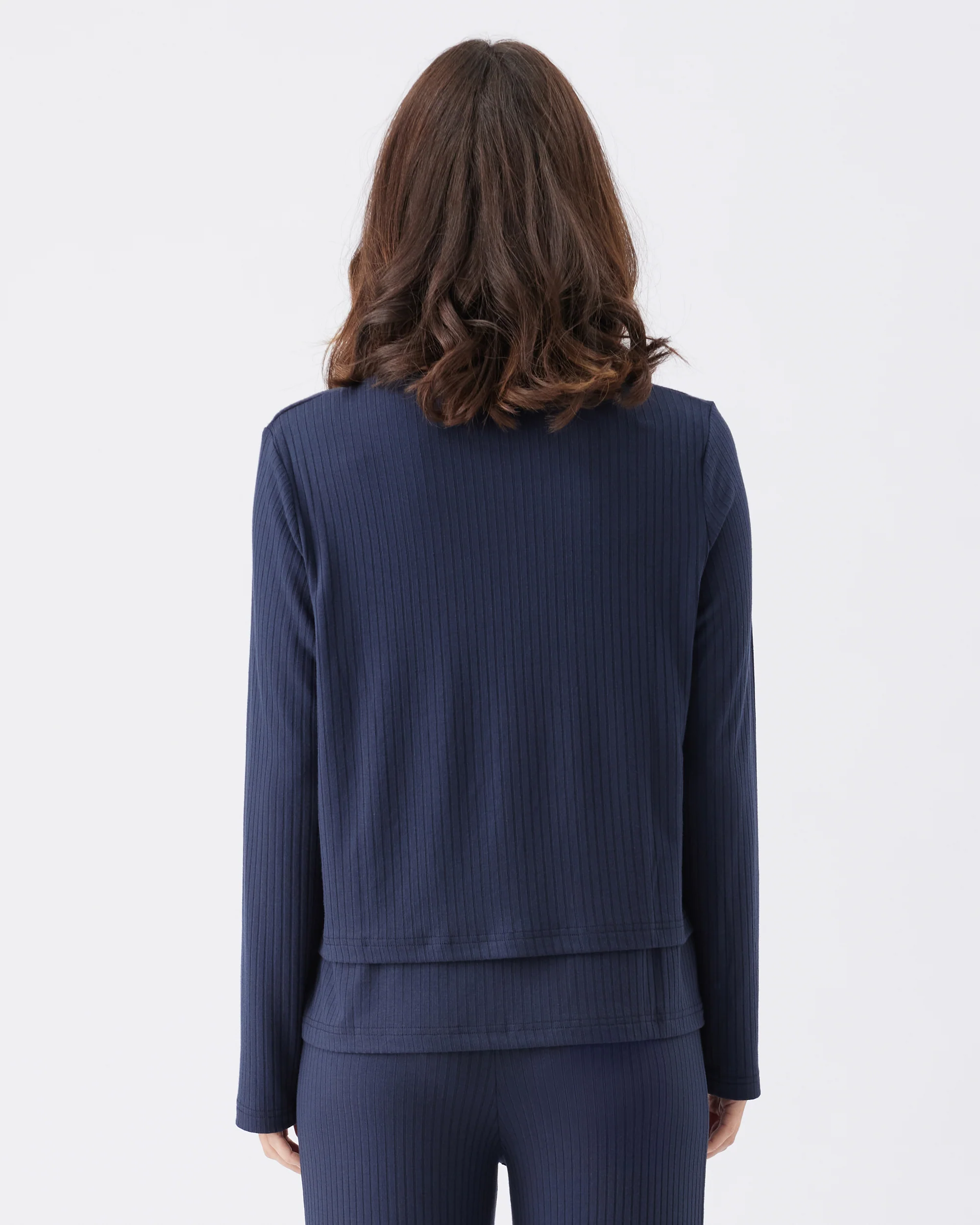 Mike Rib Nursing Long Sleeve Top Navy - Image 4
